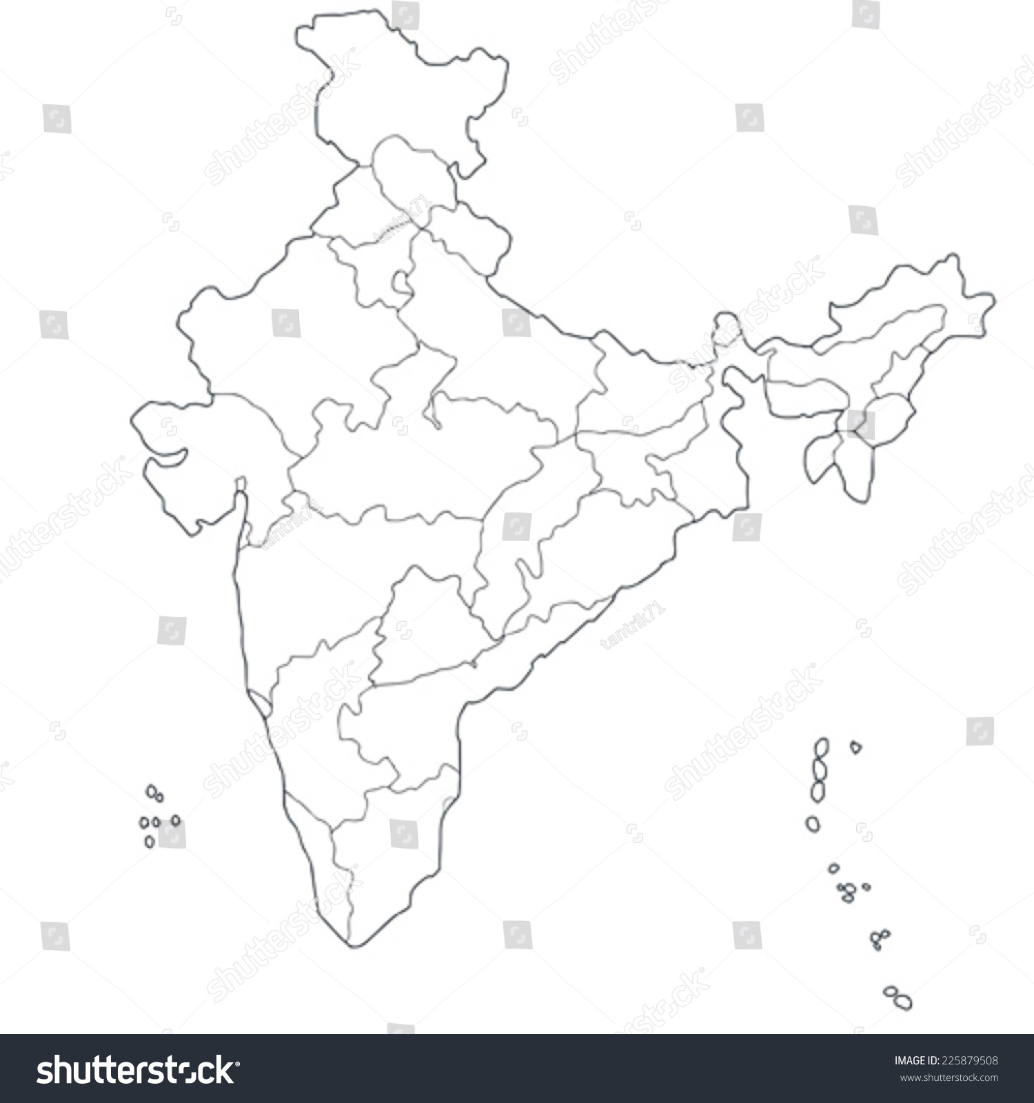 outline map republic india borders states