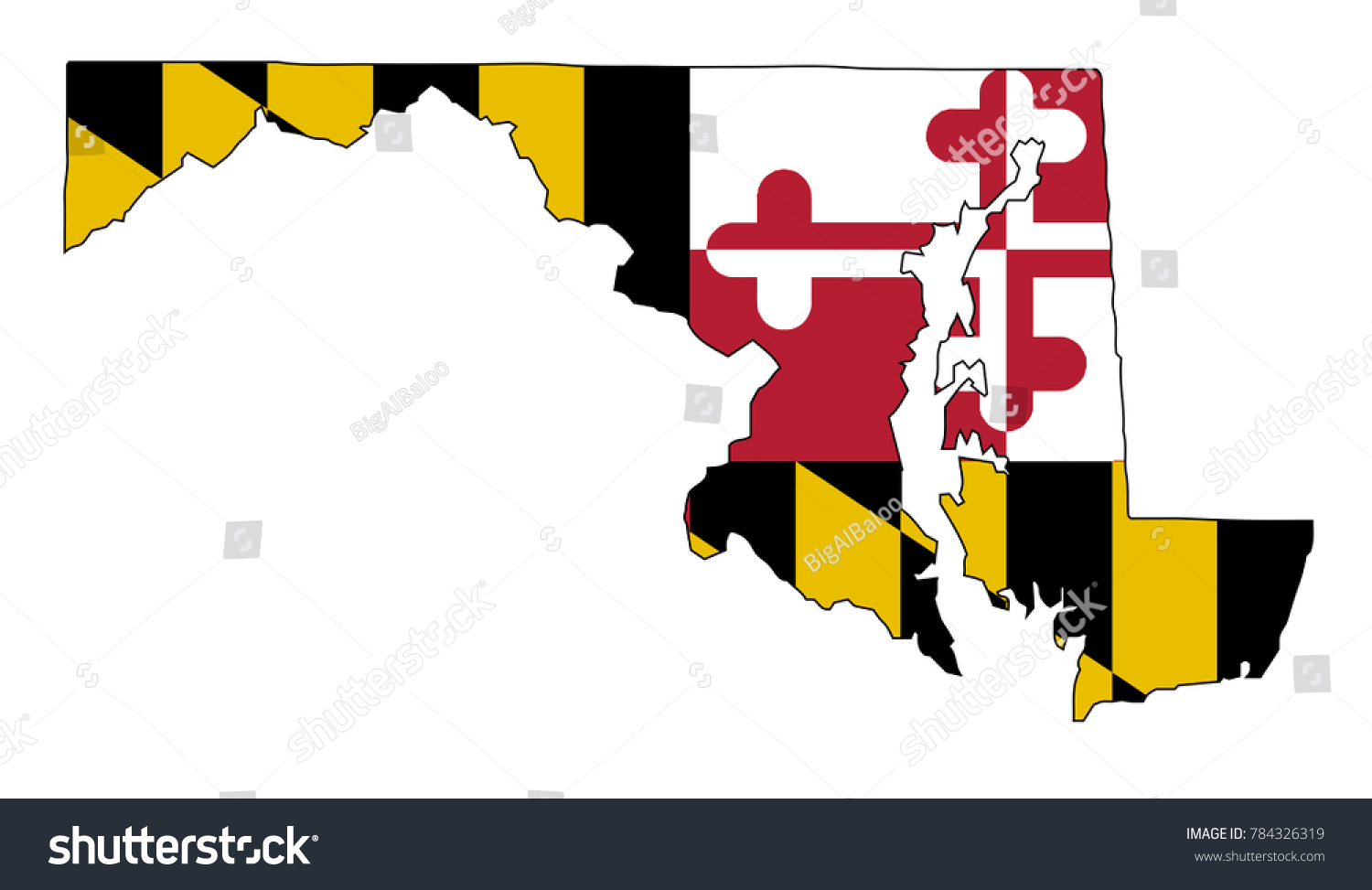 Outline Map State Maryland Map Inset Stock Vector (Royalty Free ...