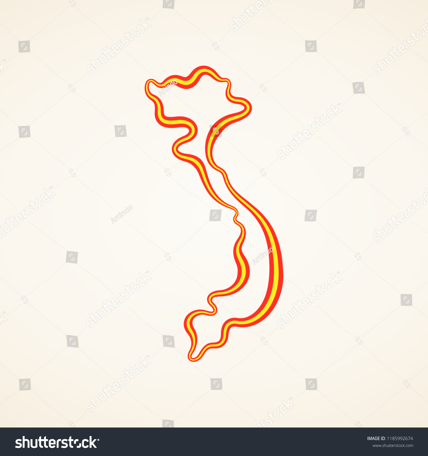 Outline Map Vietnam Marked Ribbon Colors Stock Vector (Royalty Free ...