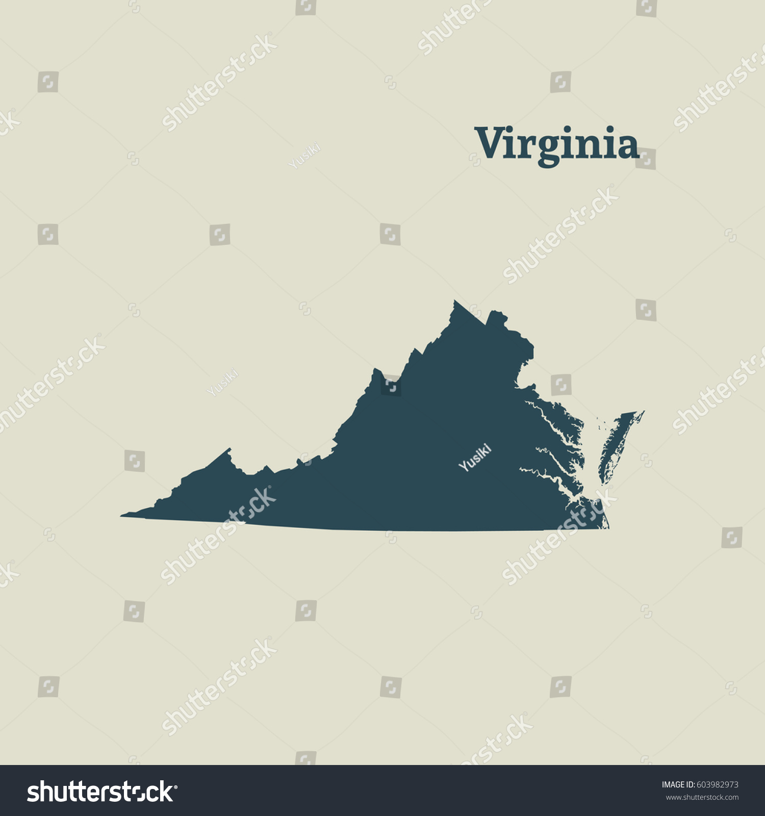 Outline Map Virginia Stock Vector Royalty Free 603982973   Stock Vector Outline Map Of Virginia 603982973 