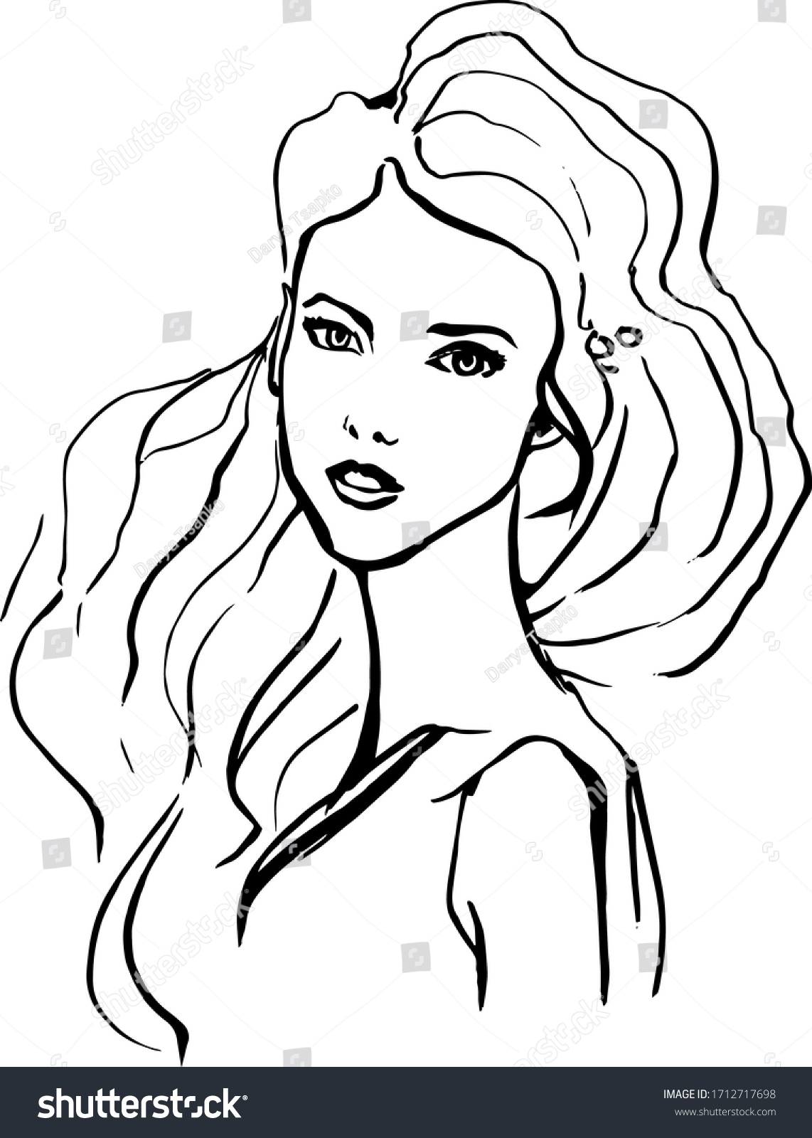 Outline Girls Face Vector Stock Vector (Royalty Free) 1712717698