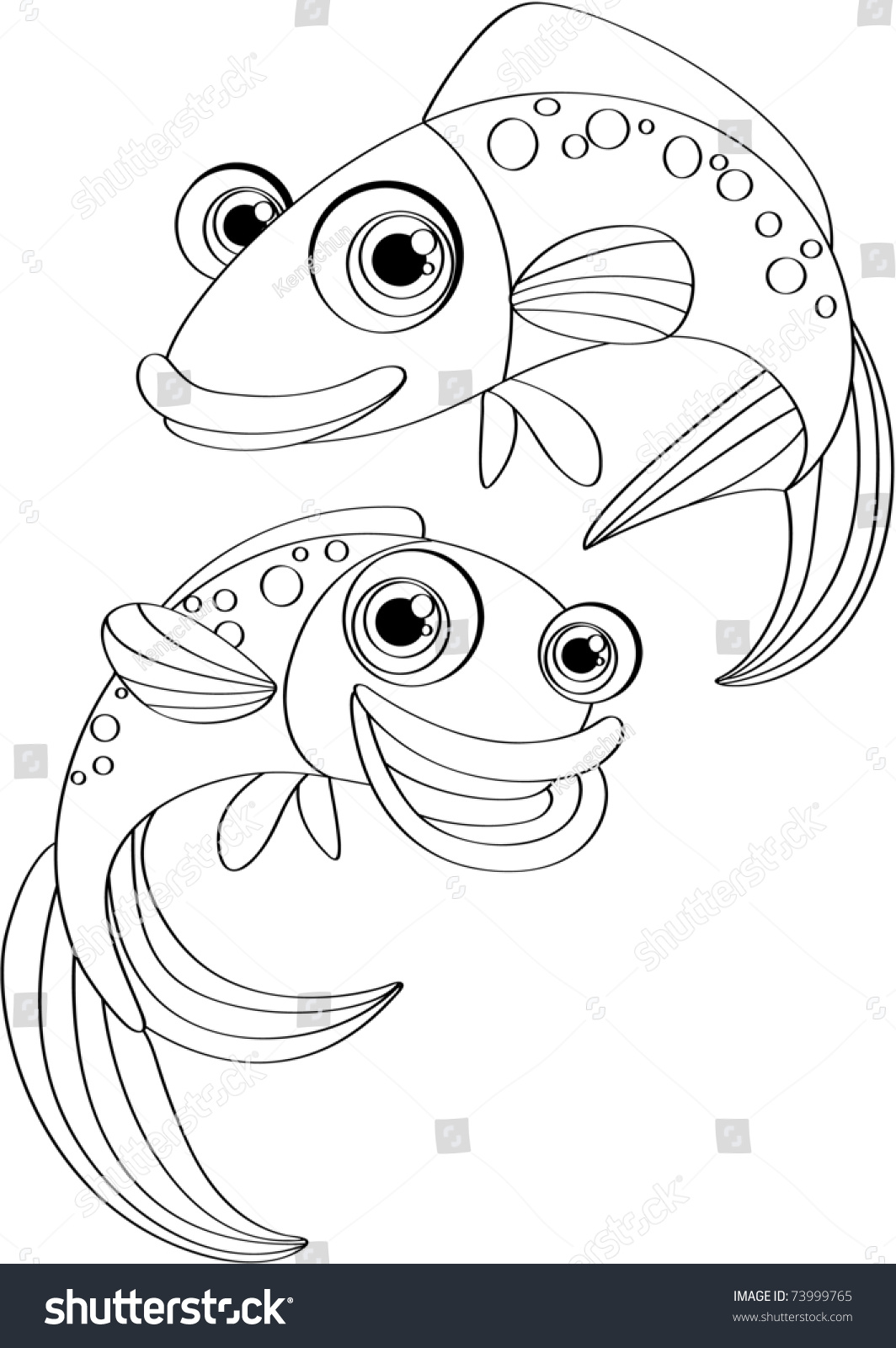 Outline Happy Smiling Fish Stock Vector 73999765 - Shutterstock