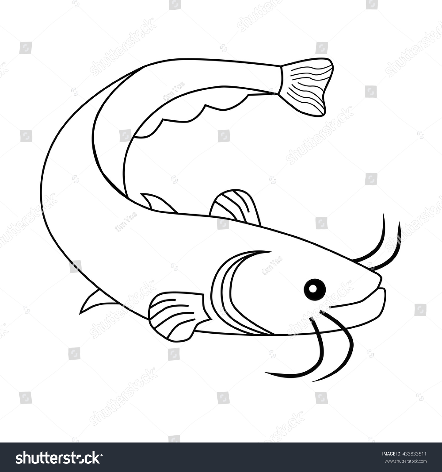 Outline Cat Fish Stock Vector 433833511 - Shutterstock