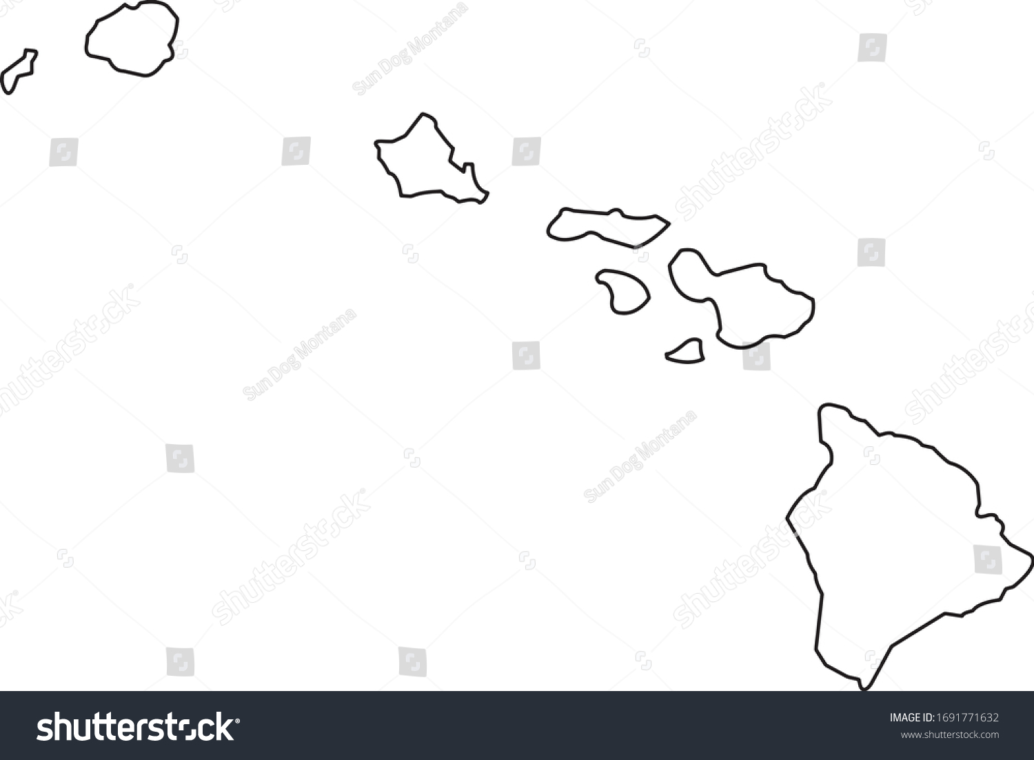 Outline Us State Hawaii Stock Vector (Royalty Free) 1691771632 ...