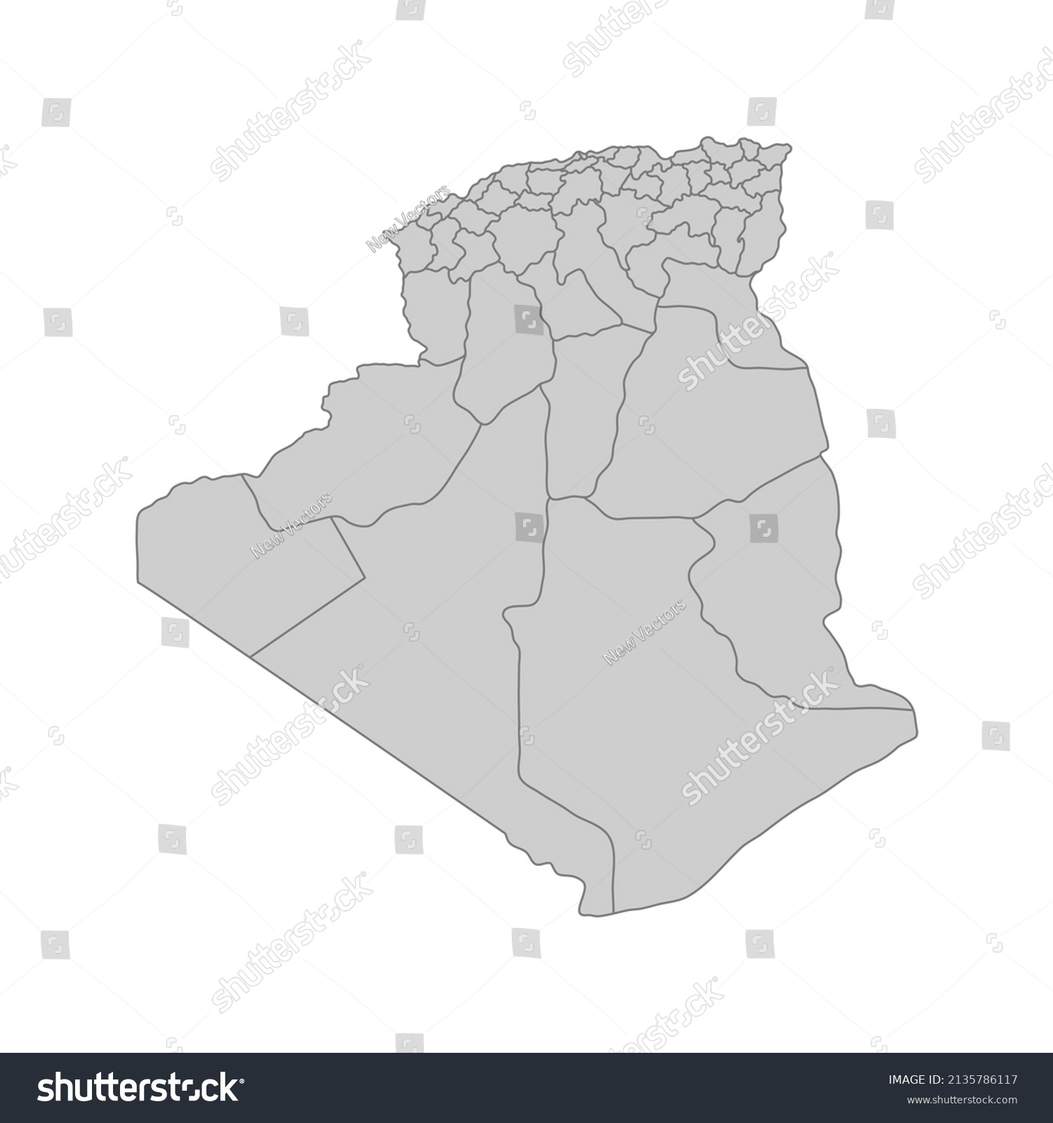 Outline Political Map Algeria High Detailed Stock Vector Royalty Free   Stock Vector Outline Political Map Of The Algeria High Detailed Vector Illustration 2135786117 