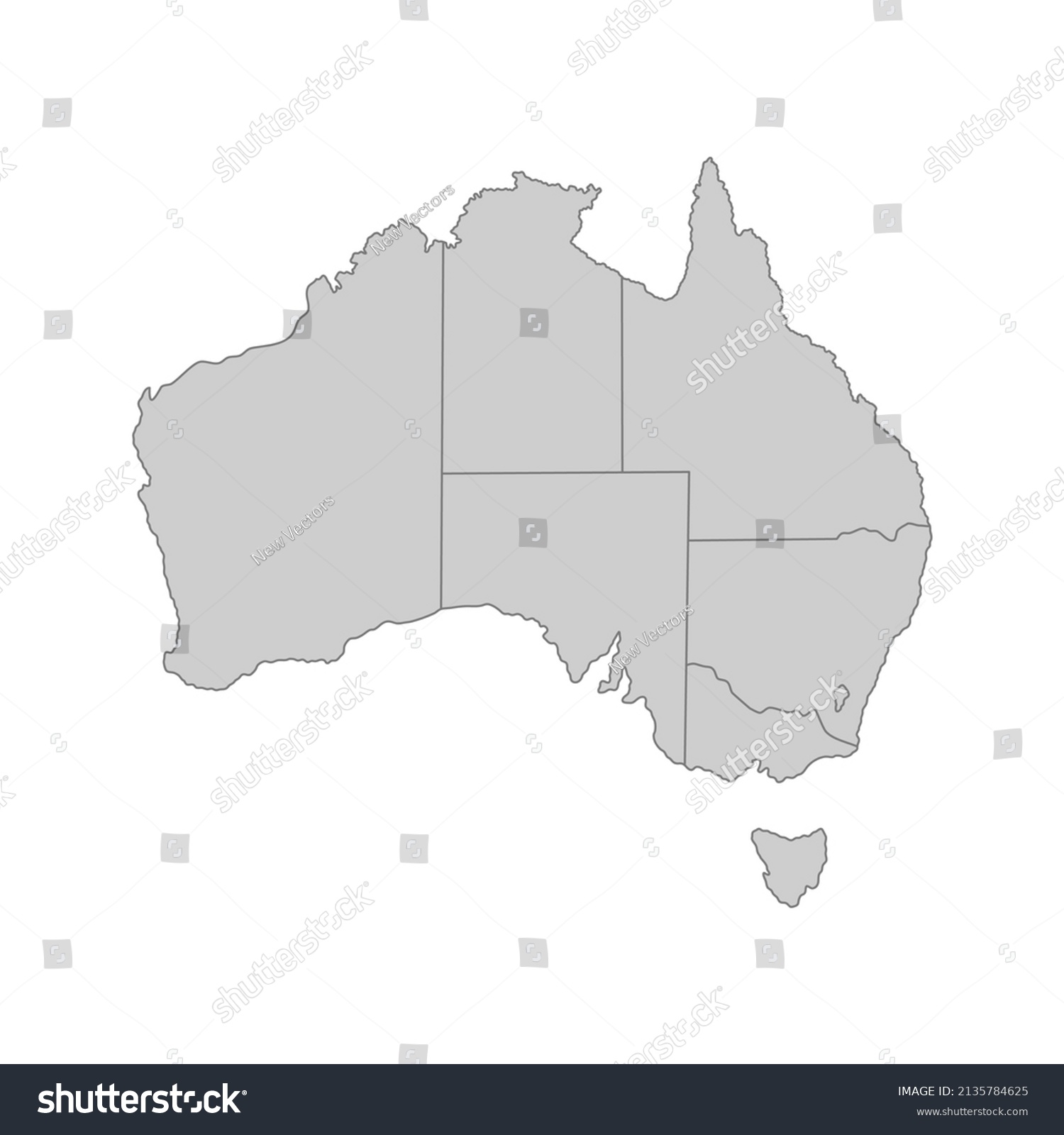 Outline Political Map Australia High Detailed Stock Vector Royalty