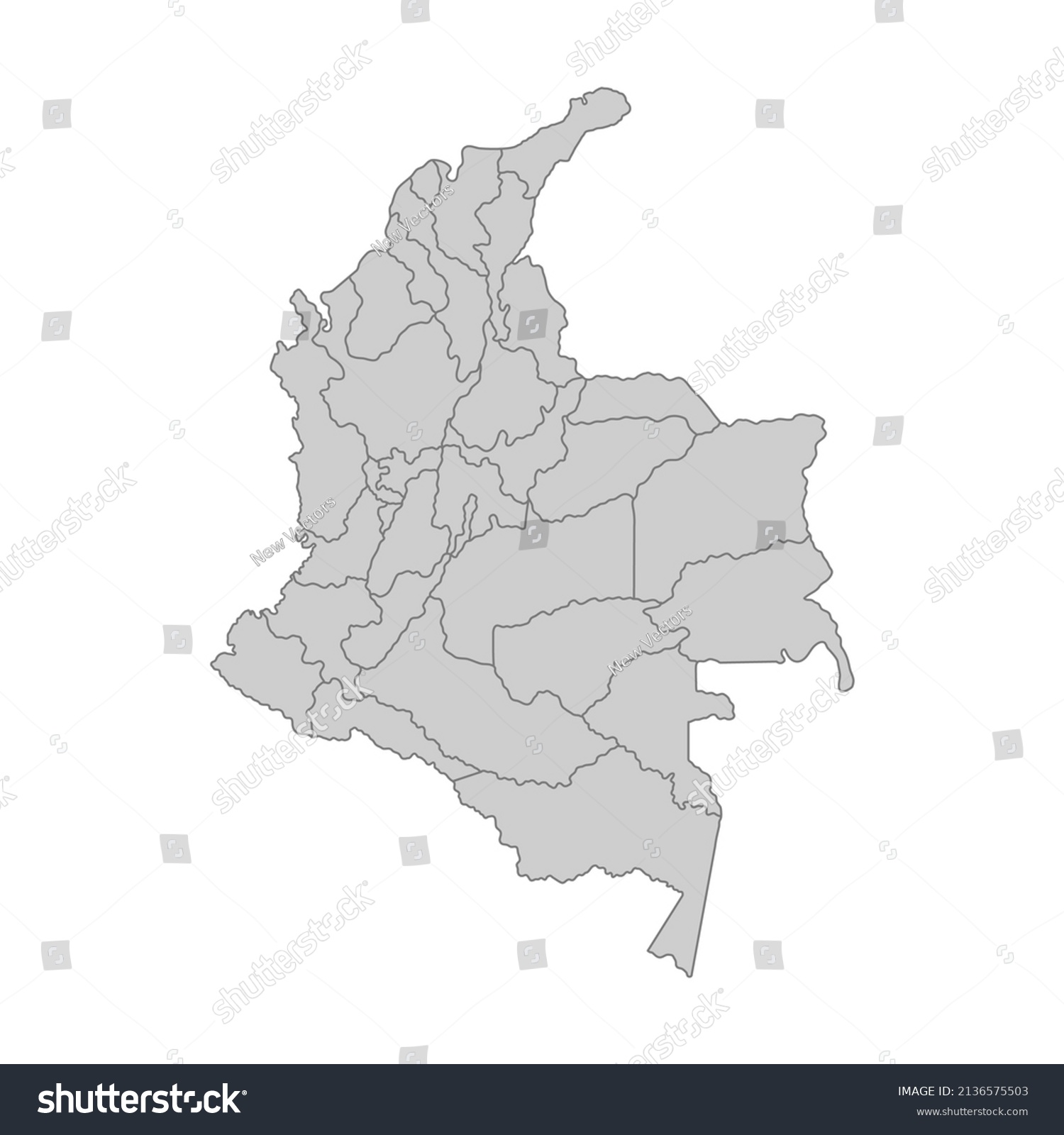 Outline Political Map Colombia High Detailed Stock Vector Royalty Free