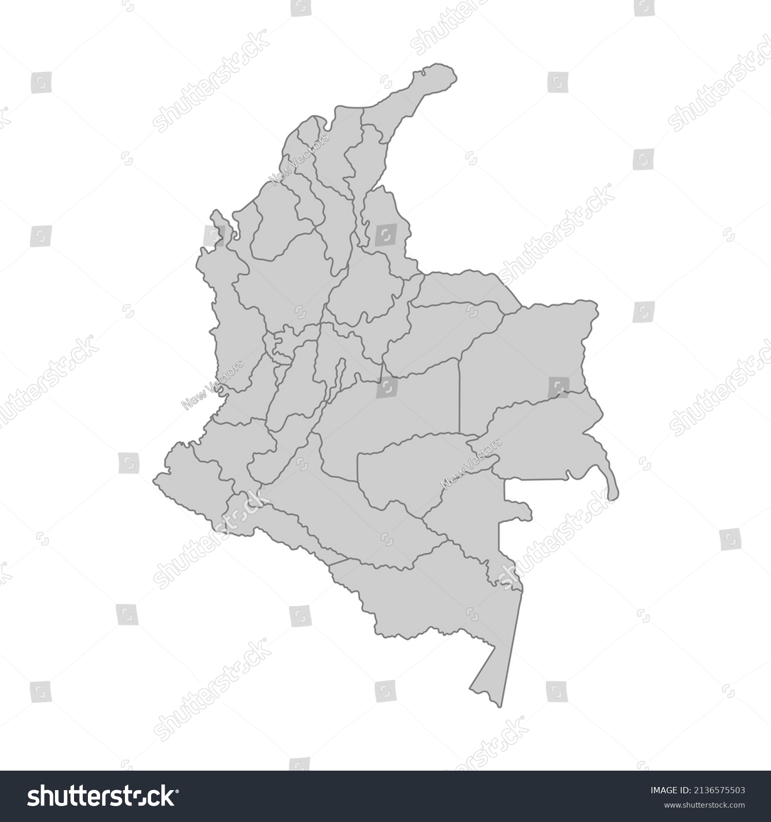 Outline Political Map Colombia High Detailed Stock Vector Royalty Free   Stock Vector Outline Political Map Of The Colombia High Detailed Vector Illustration 2136575503 