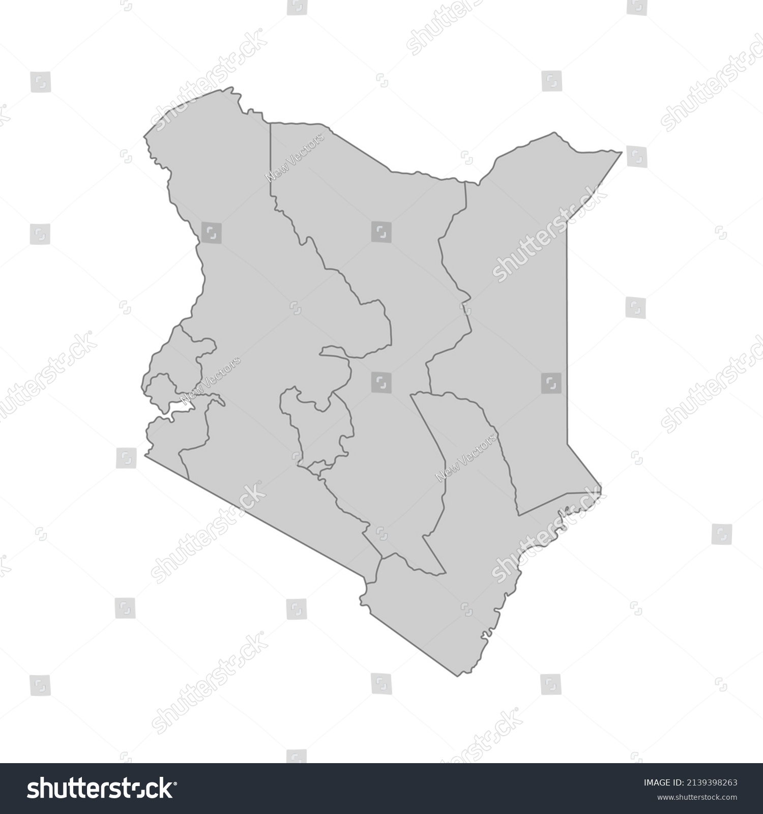 Outline Political Map Kenya High Detailed Stock Vector Royalty Free   Stock Vector Outline Political Map Of The Kenya High Detailed Vector Illustration 2139398263 