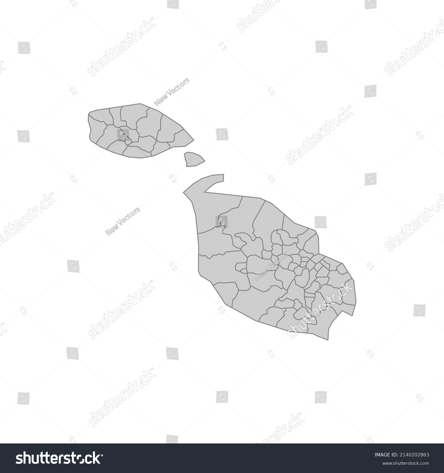 Outline Political Map Malta High Detailed Stock Vector Royalty Free   Stock Vector Outline Political Map Of The Malta High Detailed Vector Illustration 2140202863 