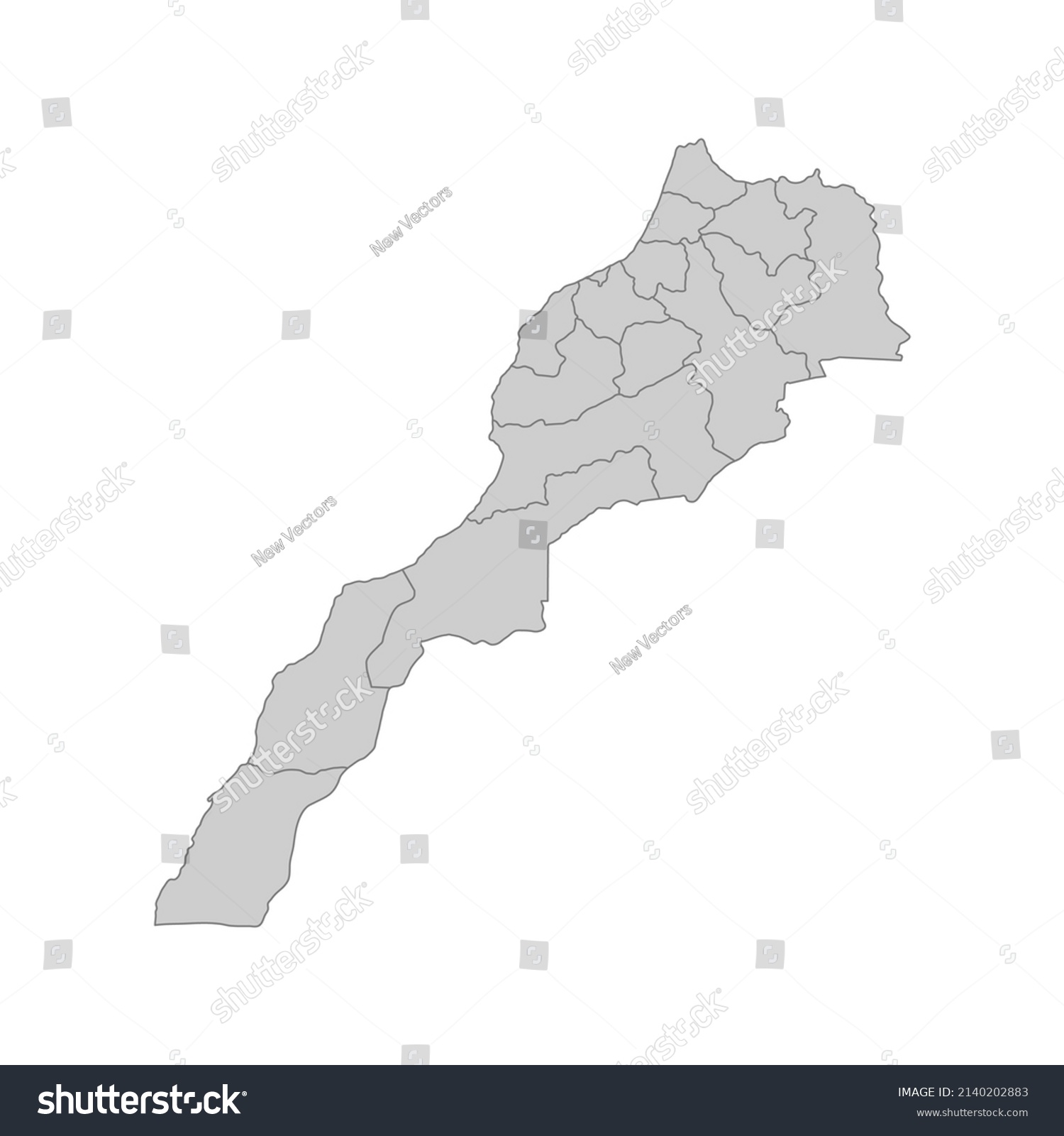 Outline Political Map Morocco High Detailed Stock Vector Royalty Free