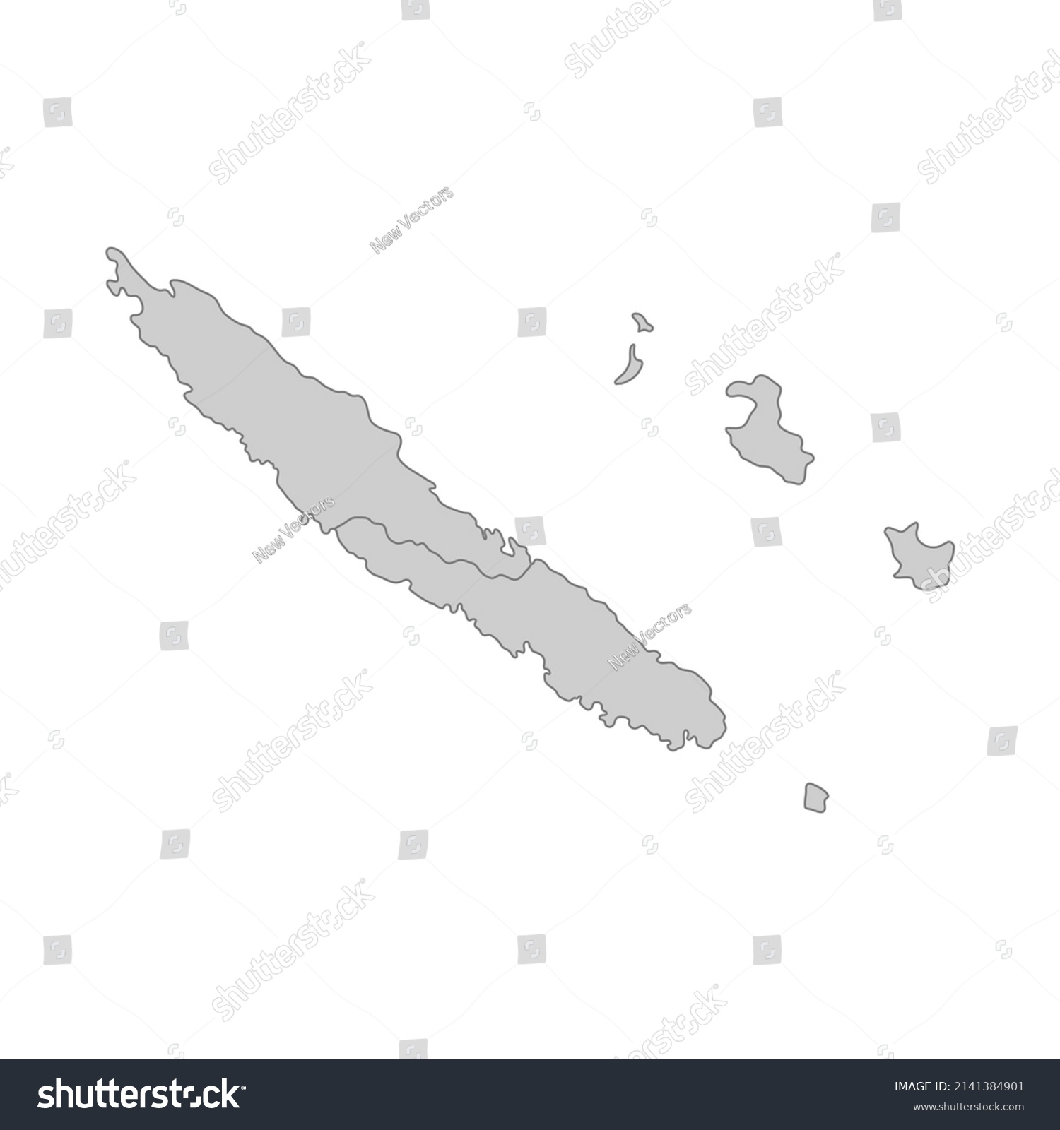 Outline Political Map New Caledonia High Stock Vector (Royalty Free ...