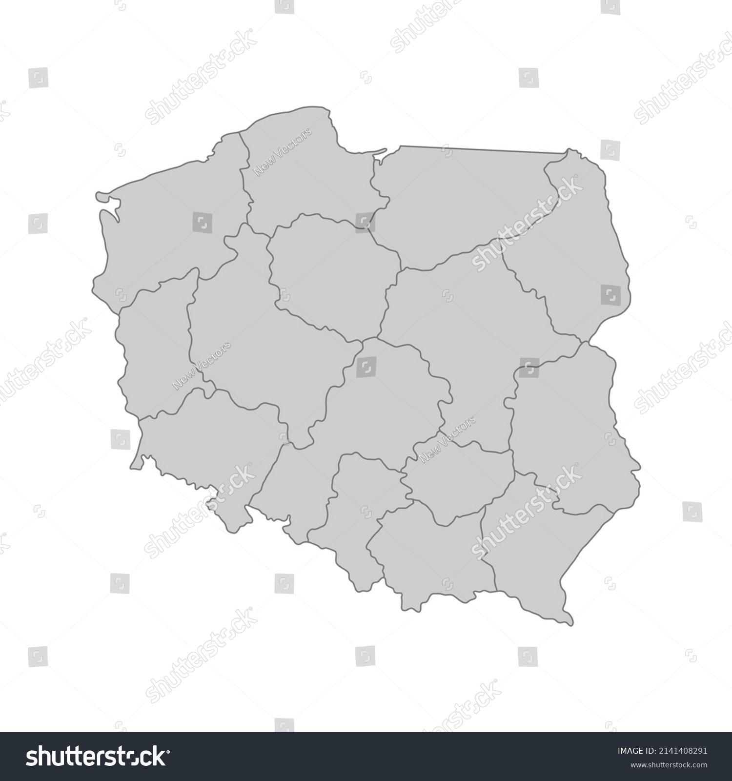 Outline Political Map Poland High Detailed Stock Vector (Royalty Free ...