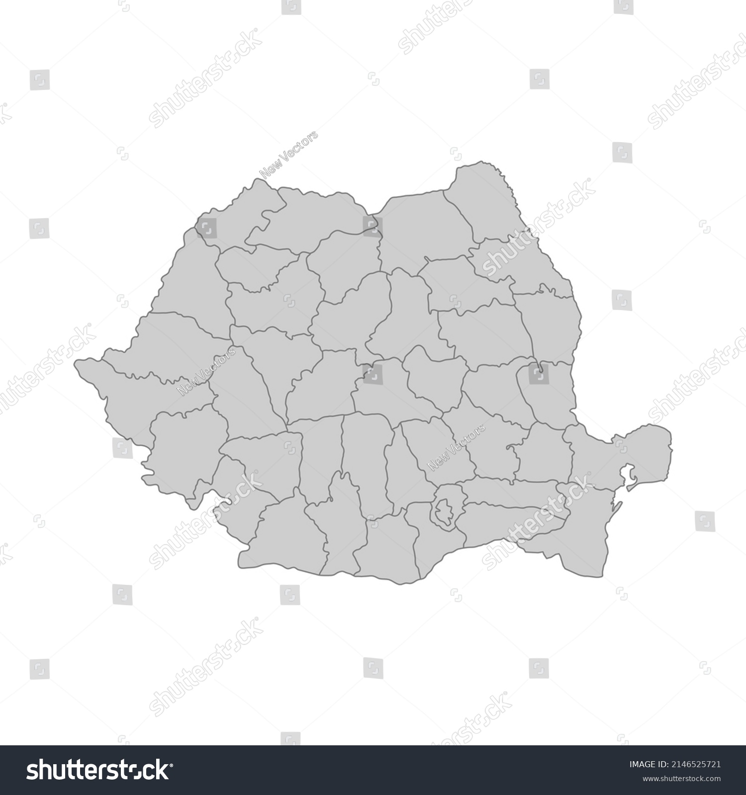 Outline Political Map Romania High Detailed Stock Vector (Royalty Free ...