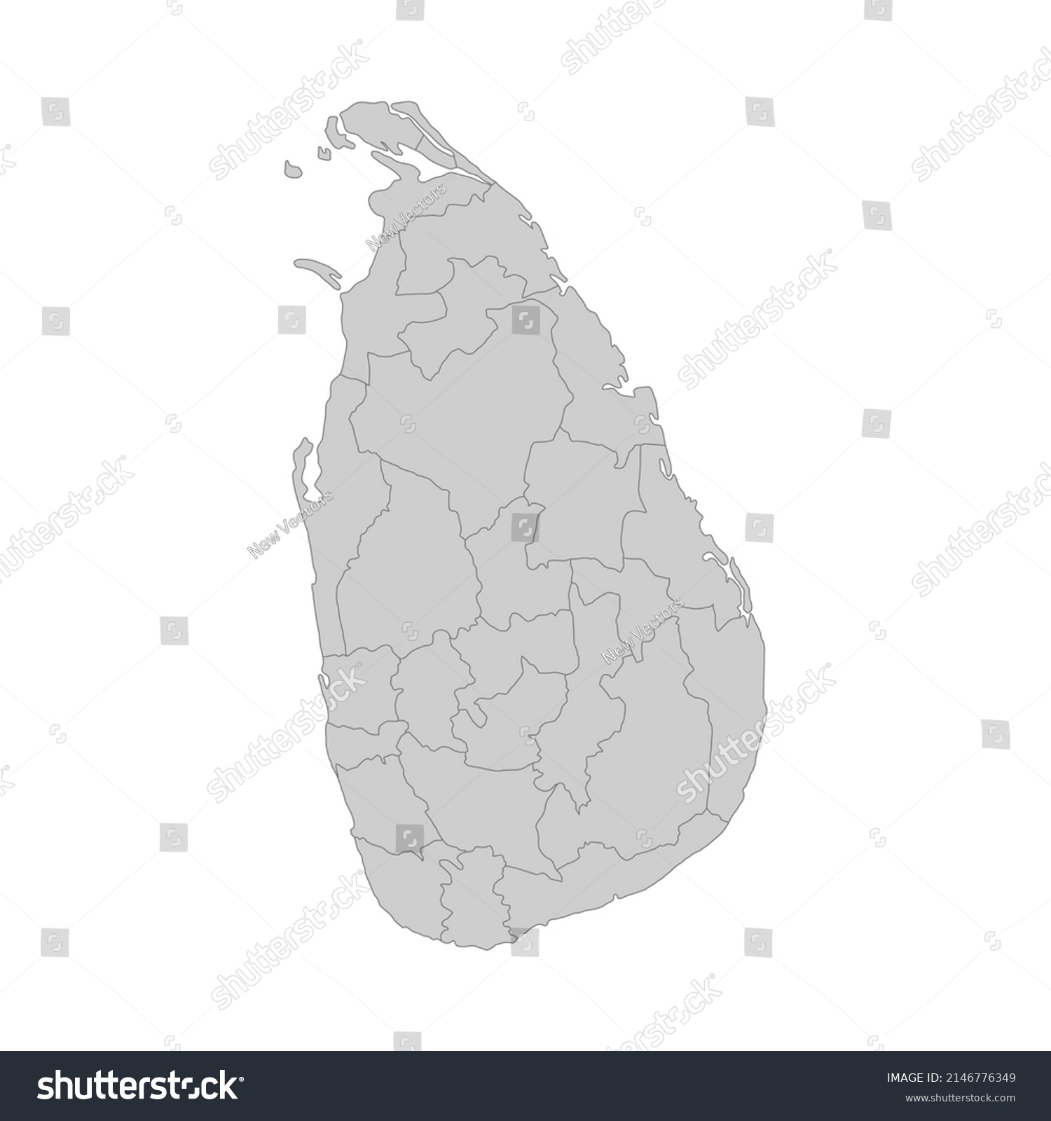 Outline Political Map Sri Lanka High Stock Vector (Royalty Free ...