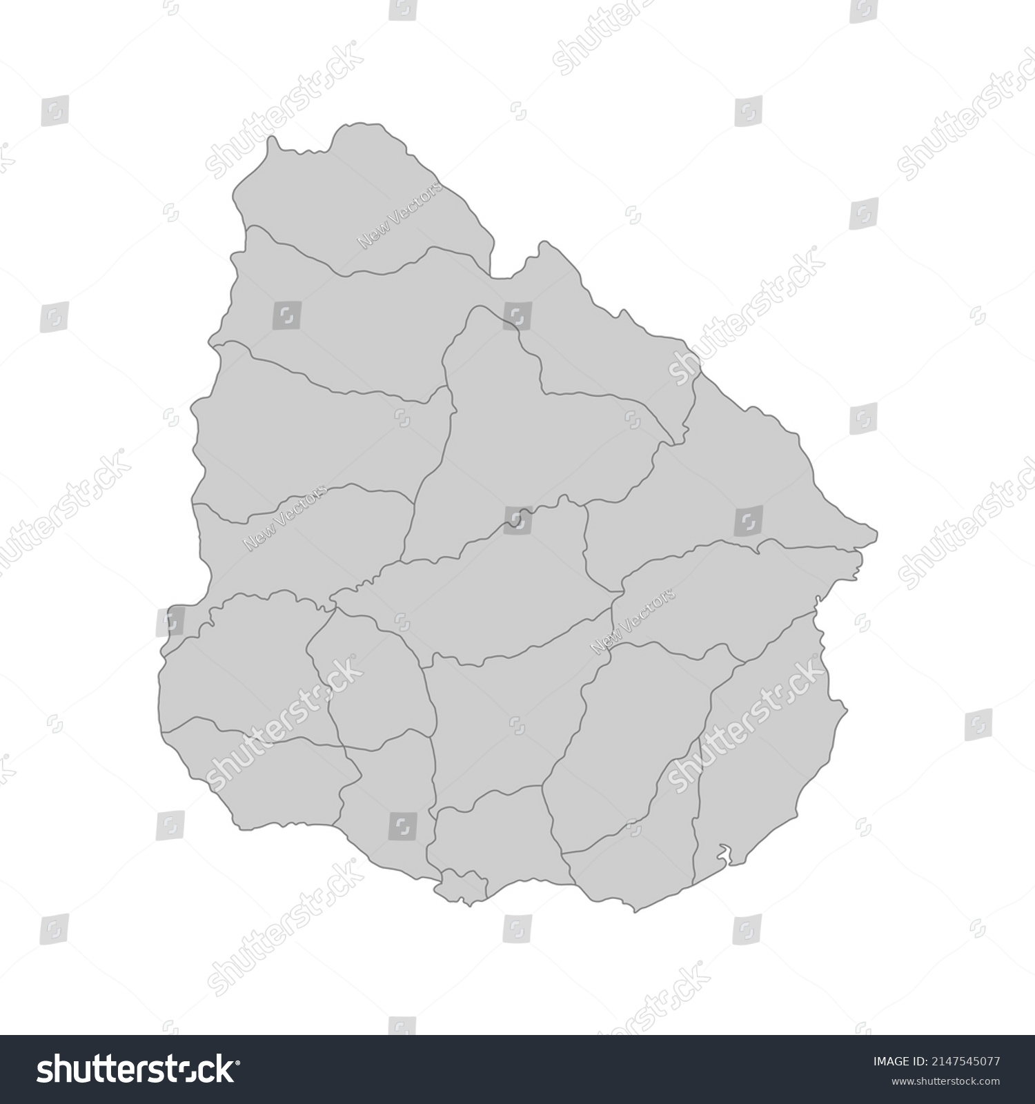 Outline Political Map Uruguay High Detailed Stock Vector (Royalty Free ...