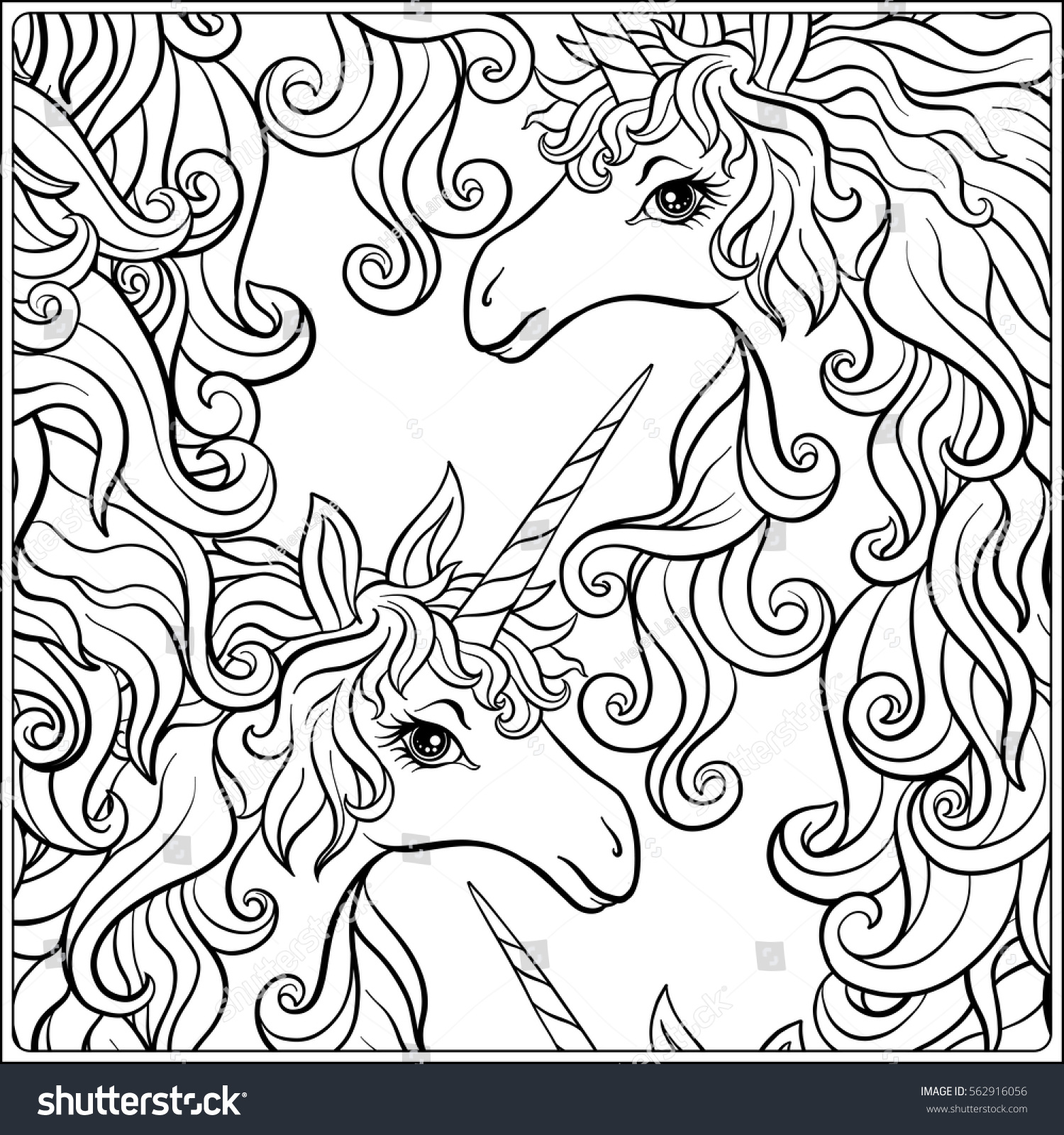 Outline Seamless Pattern Unicorn Outline Drawing Stock Vector 562916056 - Shutterstock
