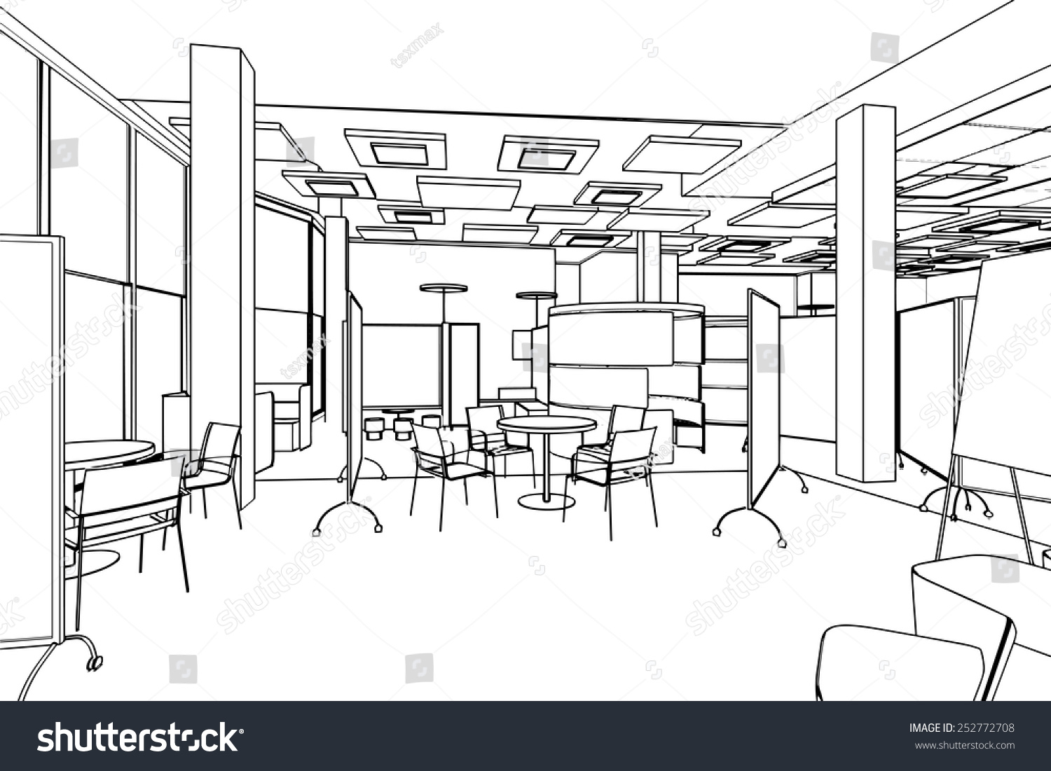 Outline Sketch Interior Space Stock Vector (Royalty Free) 252772708 ...