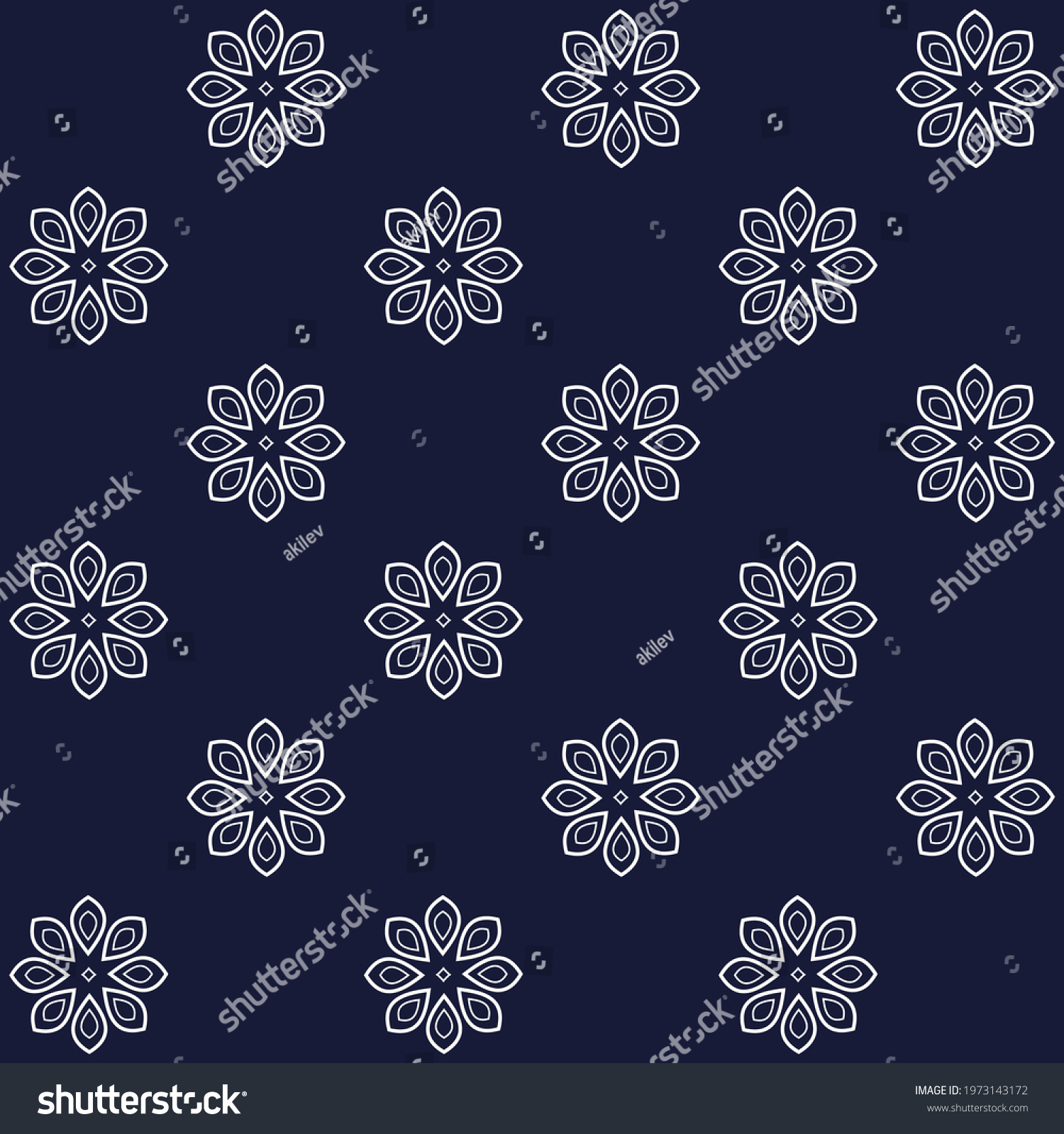 SVG of Outline small white block print flower pattern indian motif classic blue background. Simple geo allover  fabric design, apparel textile, ladies dress, menswear, fashion garment, digital wallpaper. svg