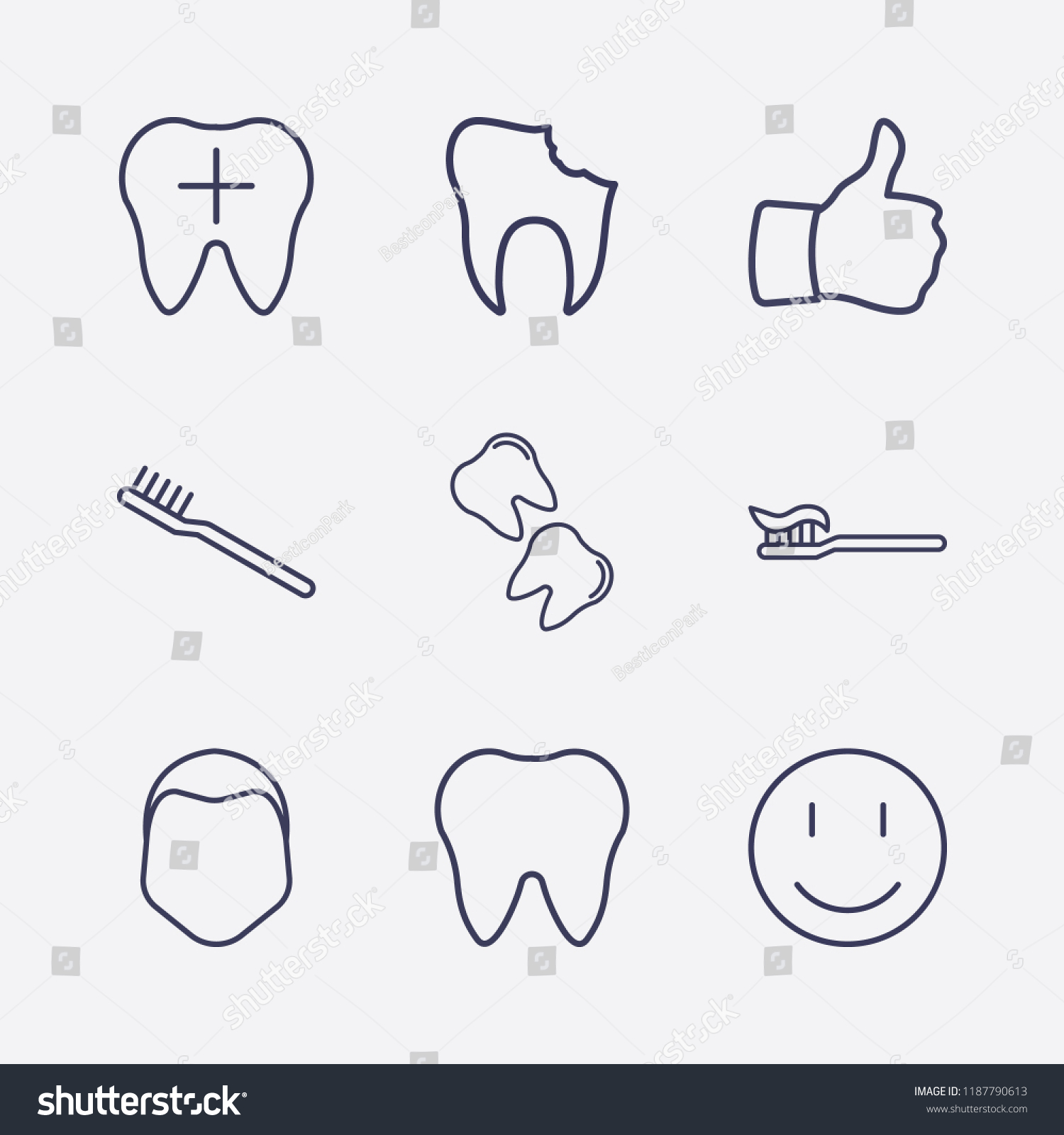 Outline 9 Teeth Icon Set Human Stock Vector (Royalty Free) 1187790613