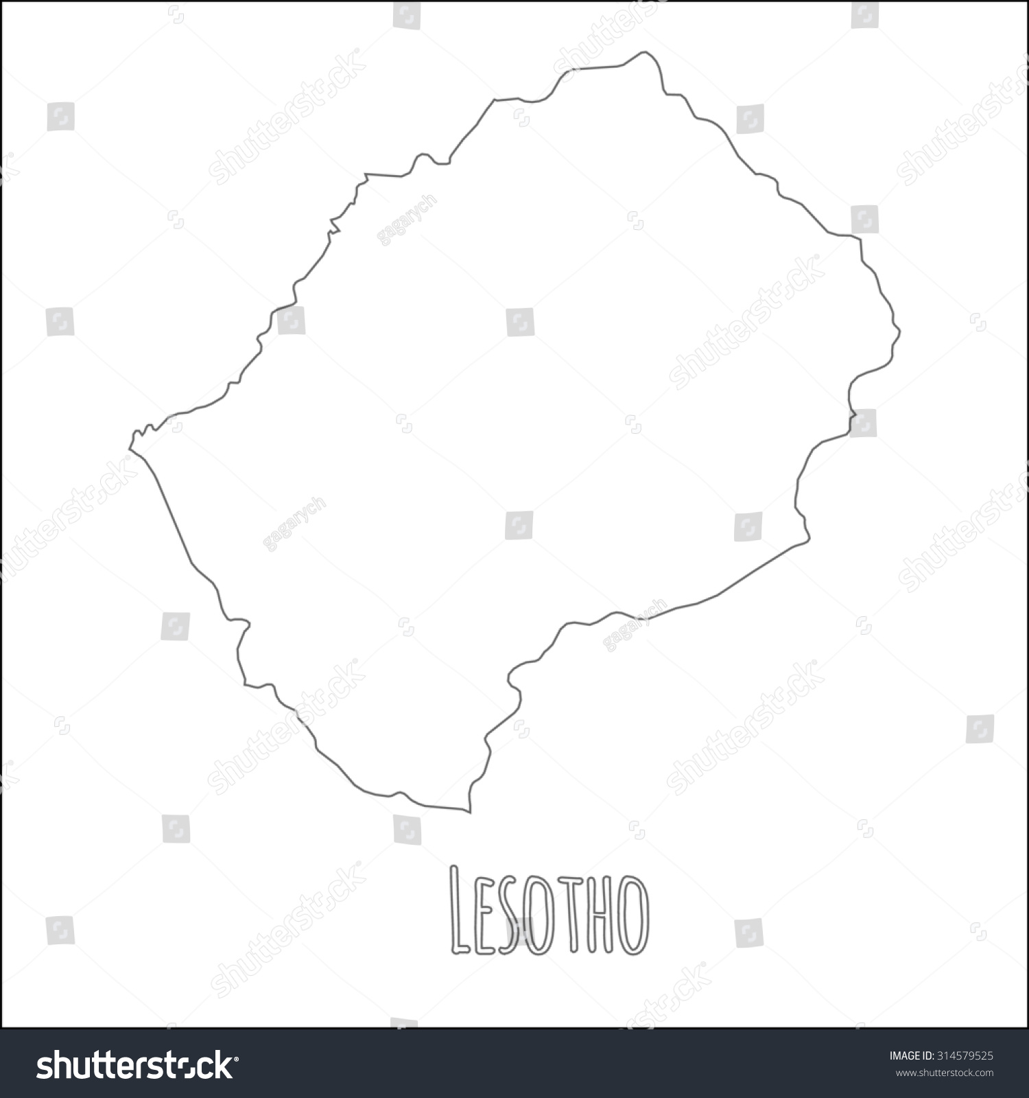 Outline Vector Map Of Lesotho. Simple Lesotho Border Map. Vector ...