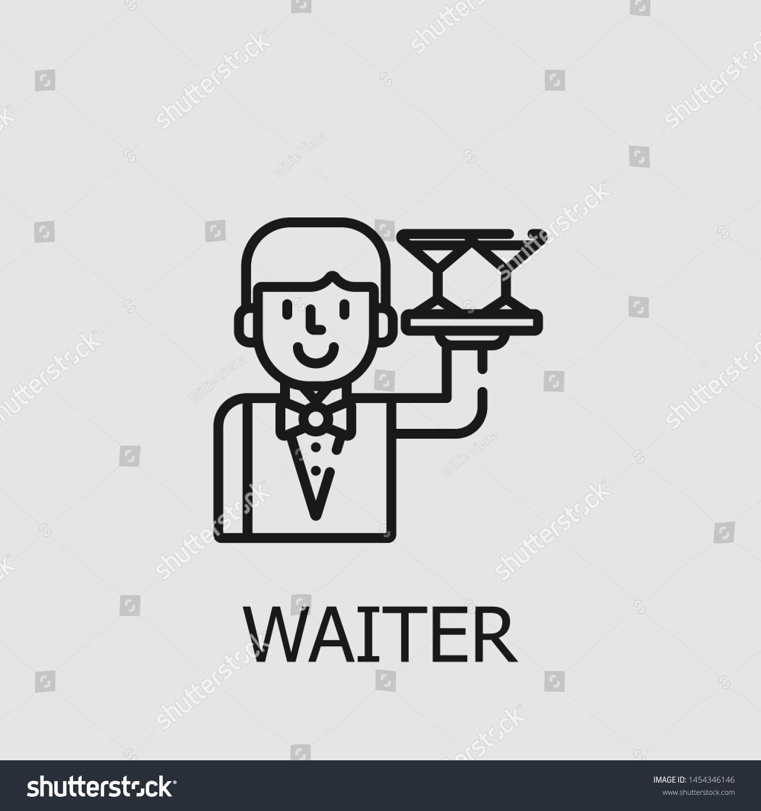 Outline Waiter Vector Icon Waiter Illustration Signs Symbols