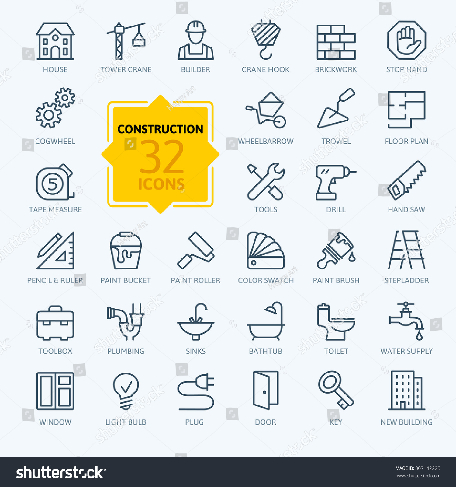 SVG of Outline web icons set - construction, home repair tools svg