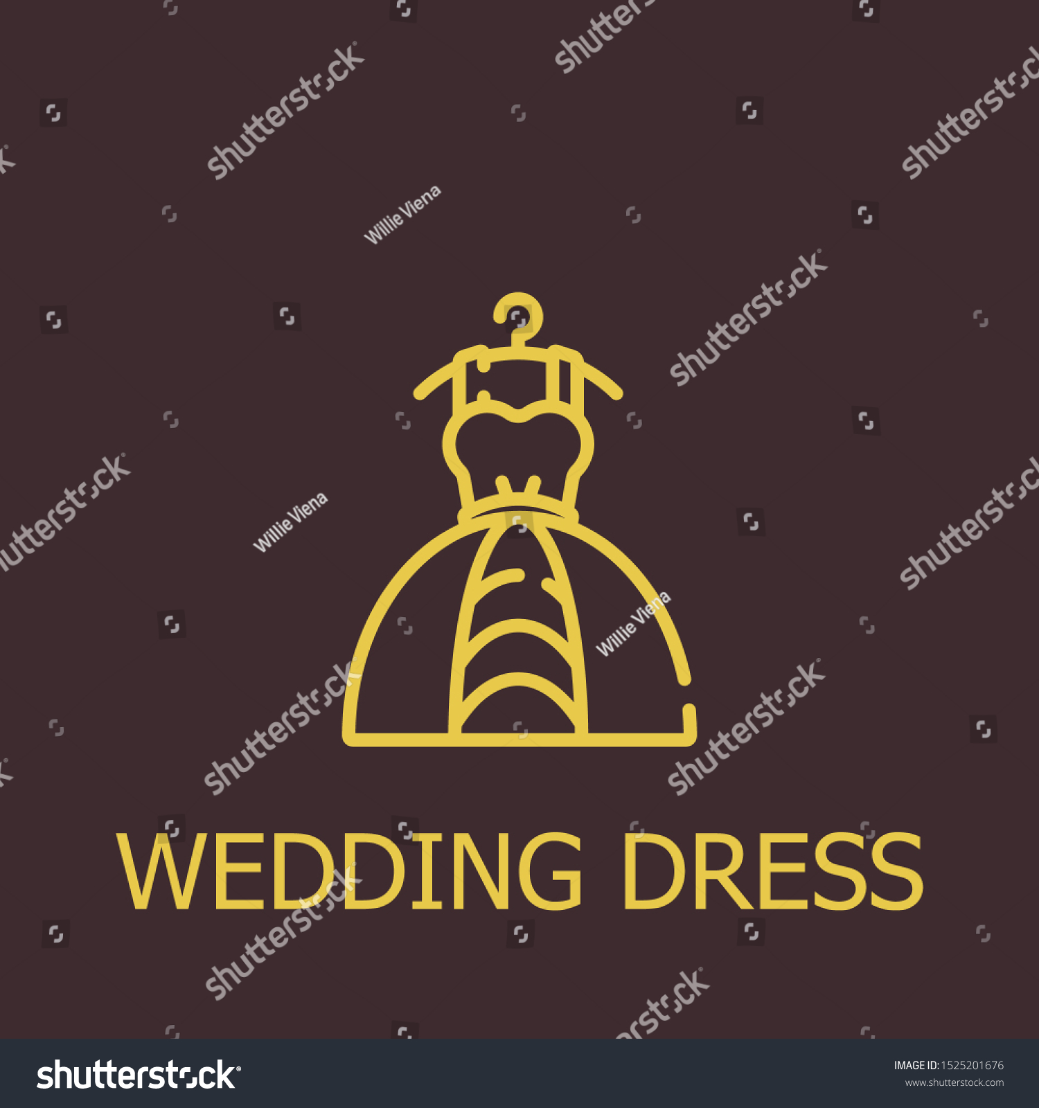 Outline Wedding Dress Vector Icon Wedding Stock Vector Royalty