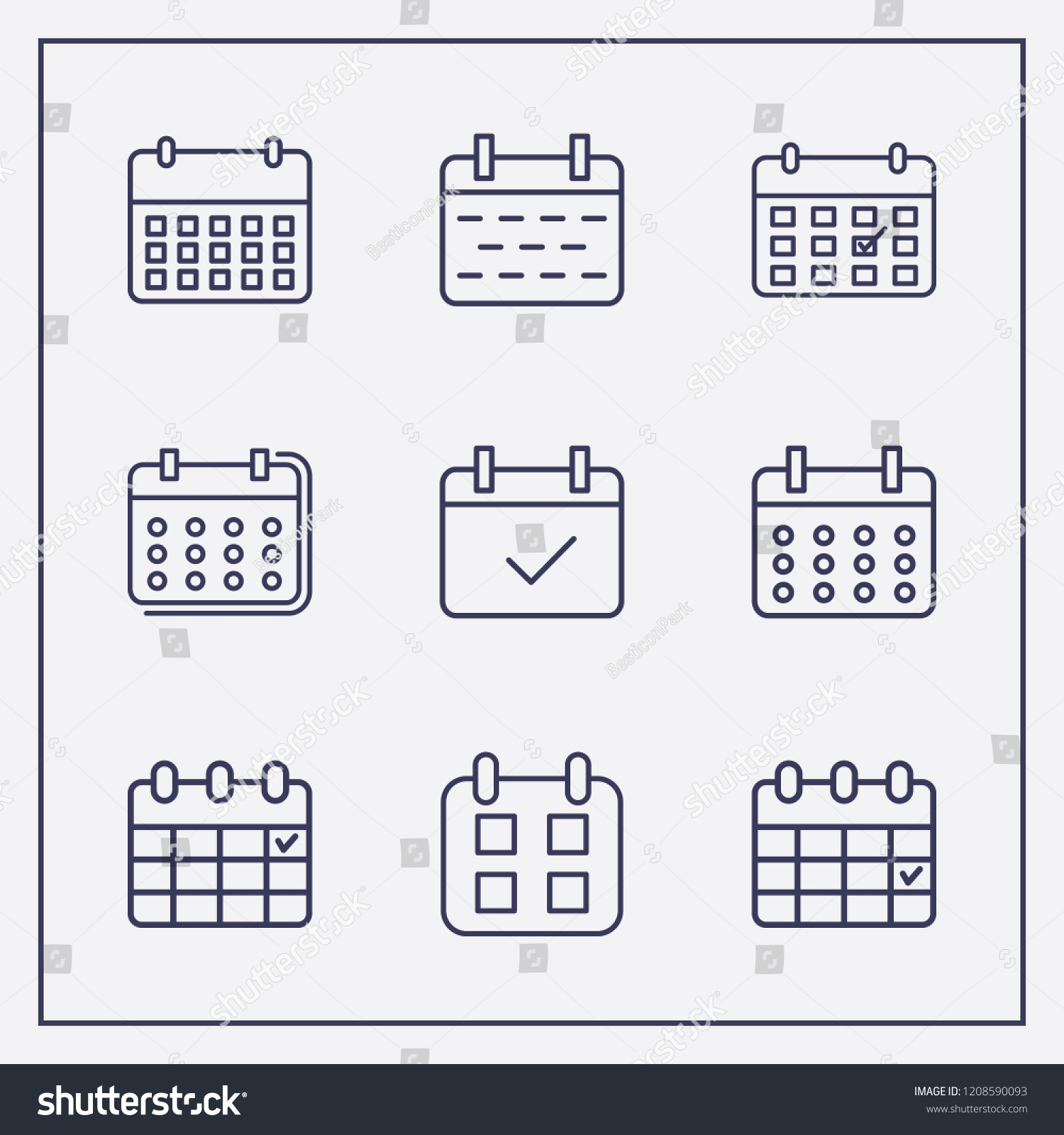 Outline 9 Week Icon Set Calendar Stock Vector (Royalty Free) 1208590093 ...