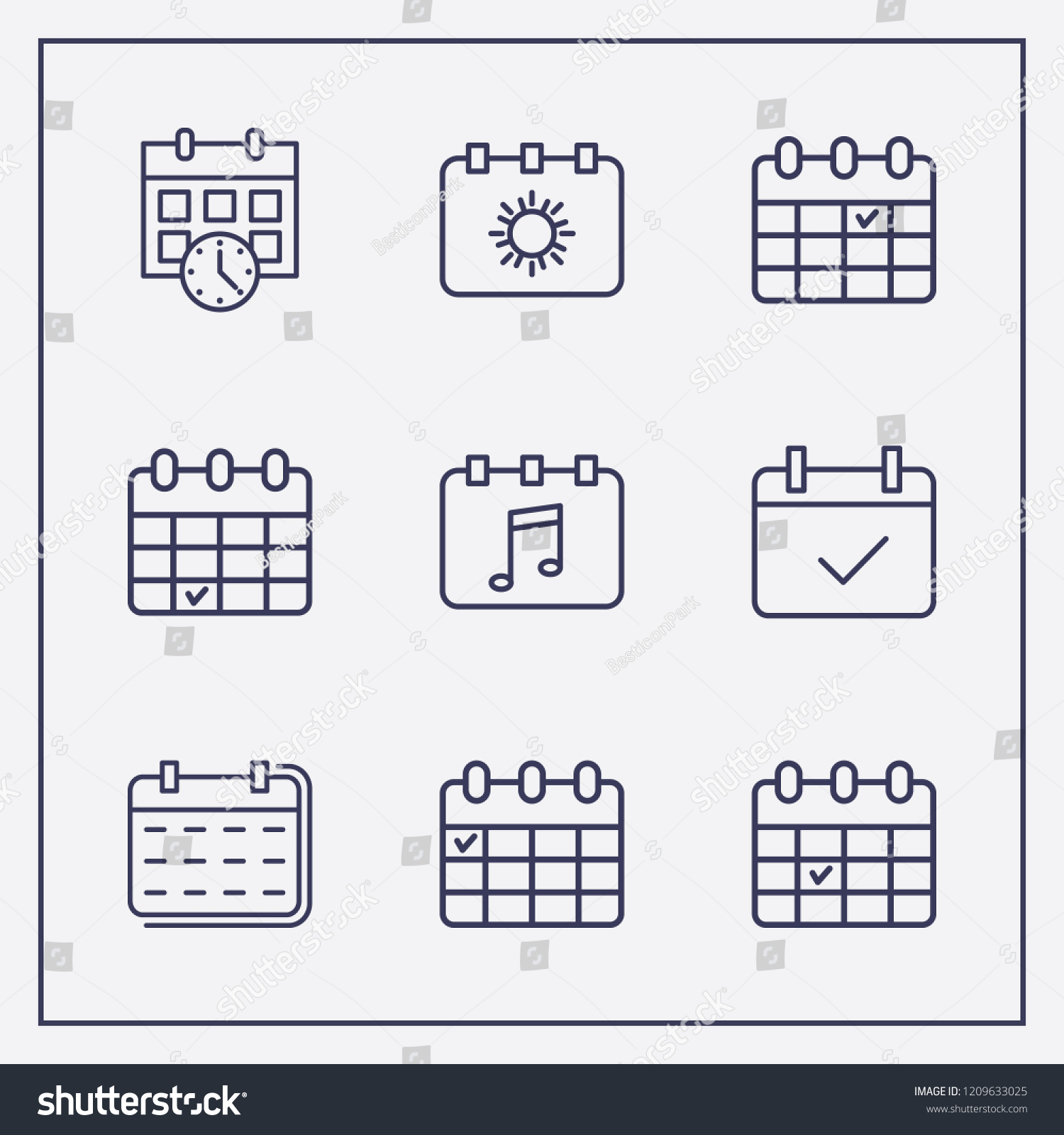 Outline 9 Week Icon Set Calendar Stock Vector (Royalty Free) 1209633025