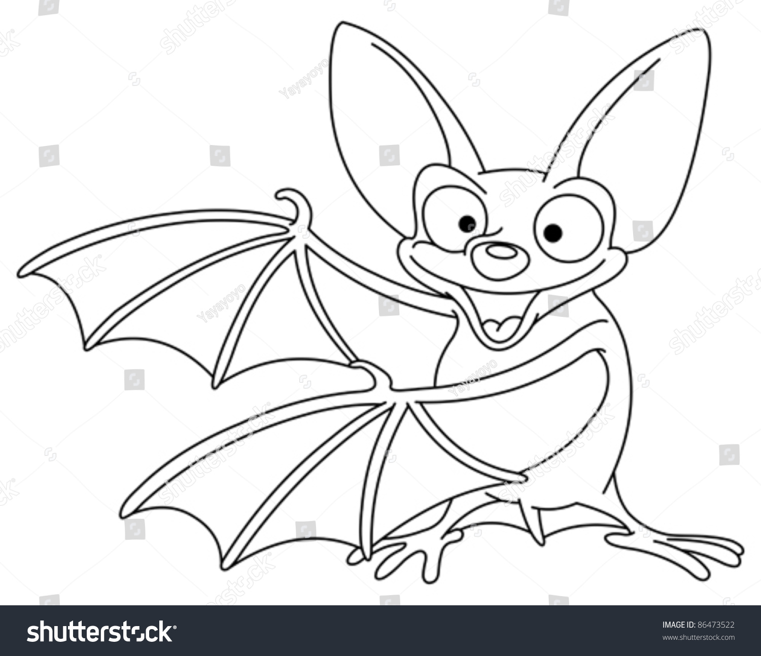 Outlined Bat Stock Vector Illustration 86473522 : Shutterstock