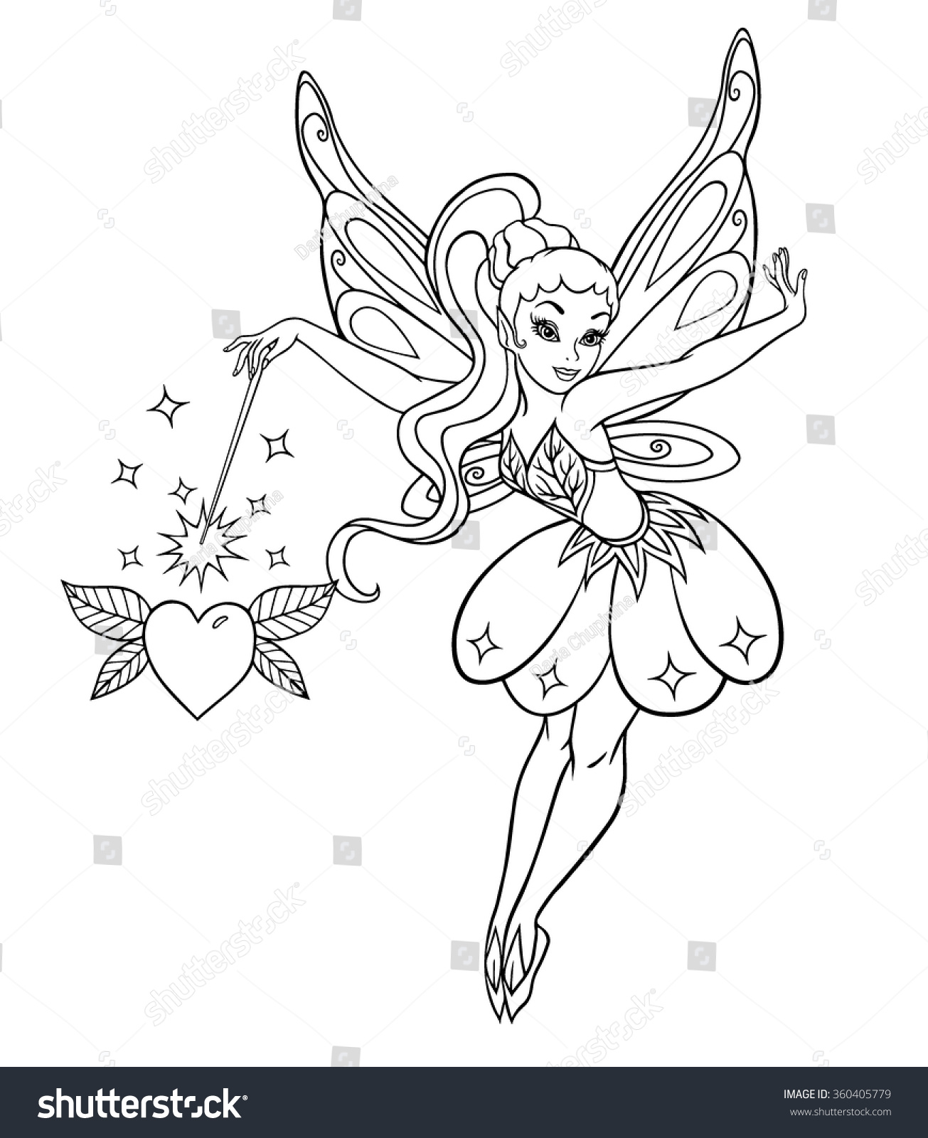 Download Outlined Beautiful Fairy Sparkles Magic Wand Stock Vector ...