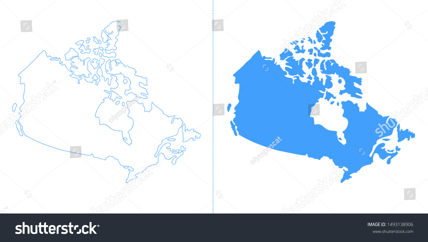 デザイン用のカナダの地図の国のシルエットベクター画像図面テンプレートの輪郭を描きます のベクター画像素材 ロイヤリティフリー
