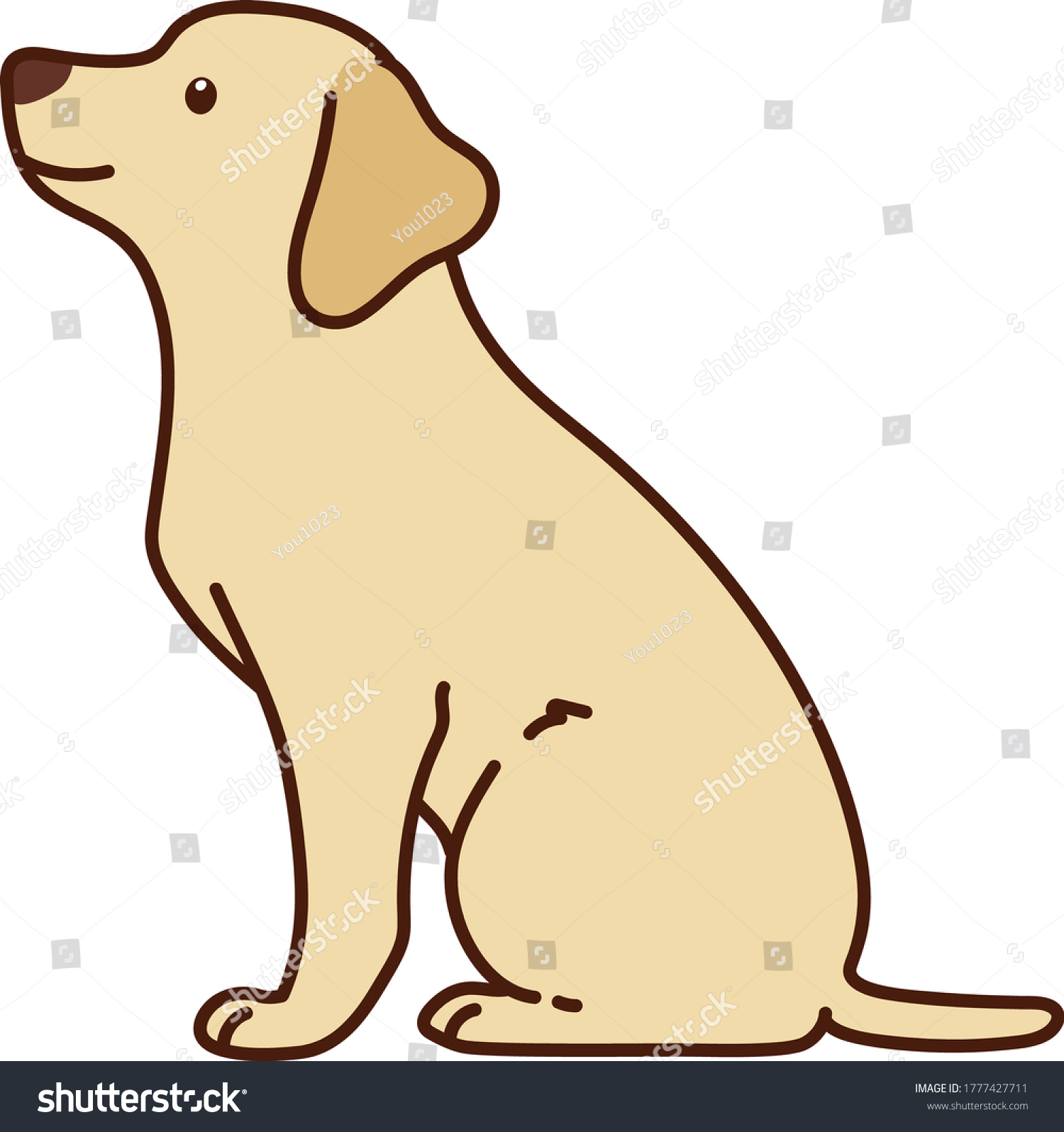 Outlined Cream Labrador Sitting Side View Stock Vector (Royalty Free ...