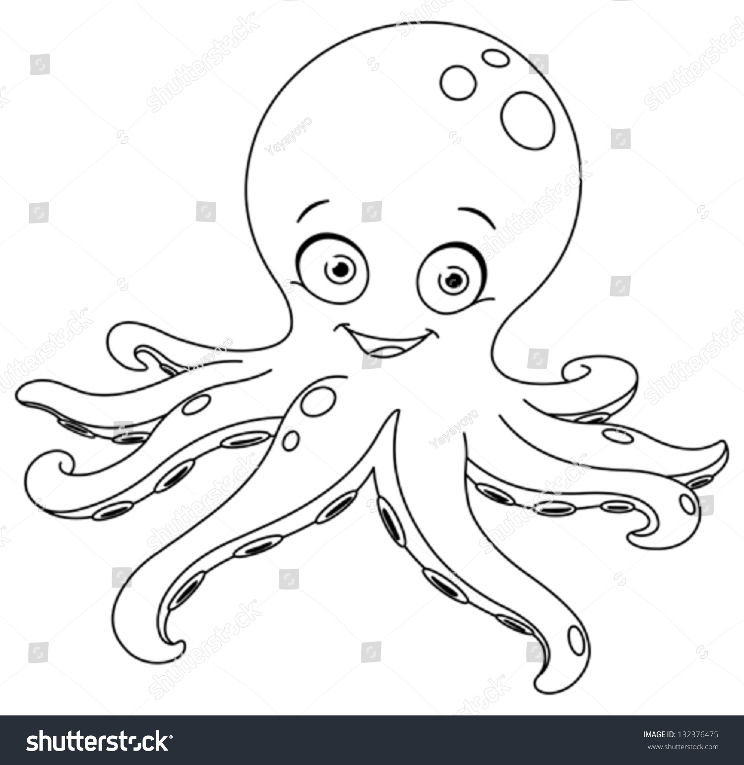Outlined Octopus Coloring Page Stock Vector 132376475 - Shutterstock