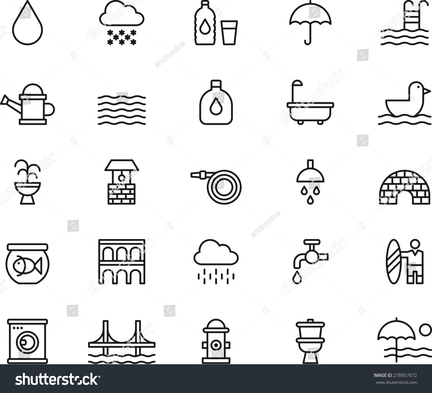 SVG of Outlined WATER related icons svg