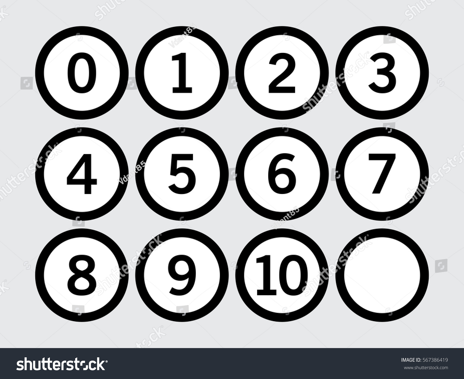 vector circle number On Circle Numbers Inside Icon Outlines Vector Stock