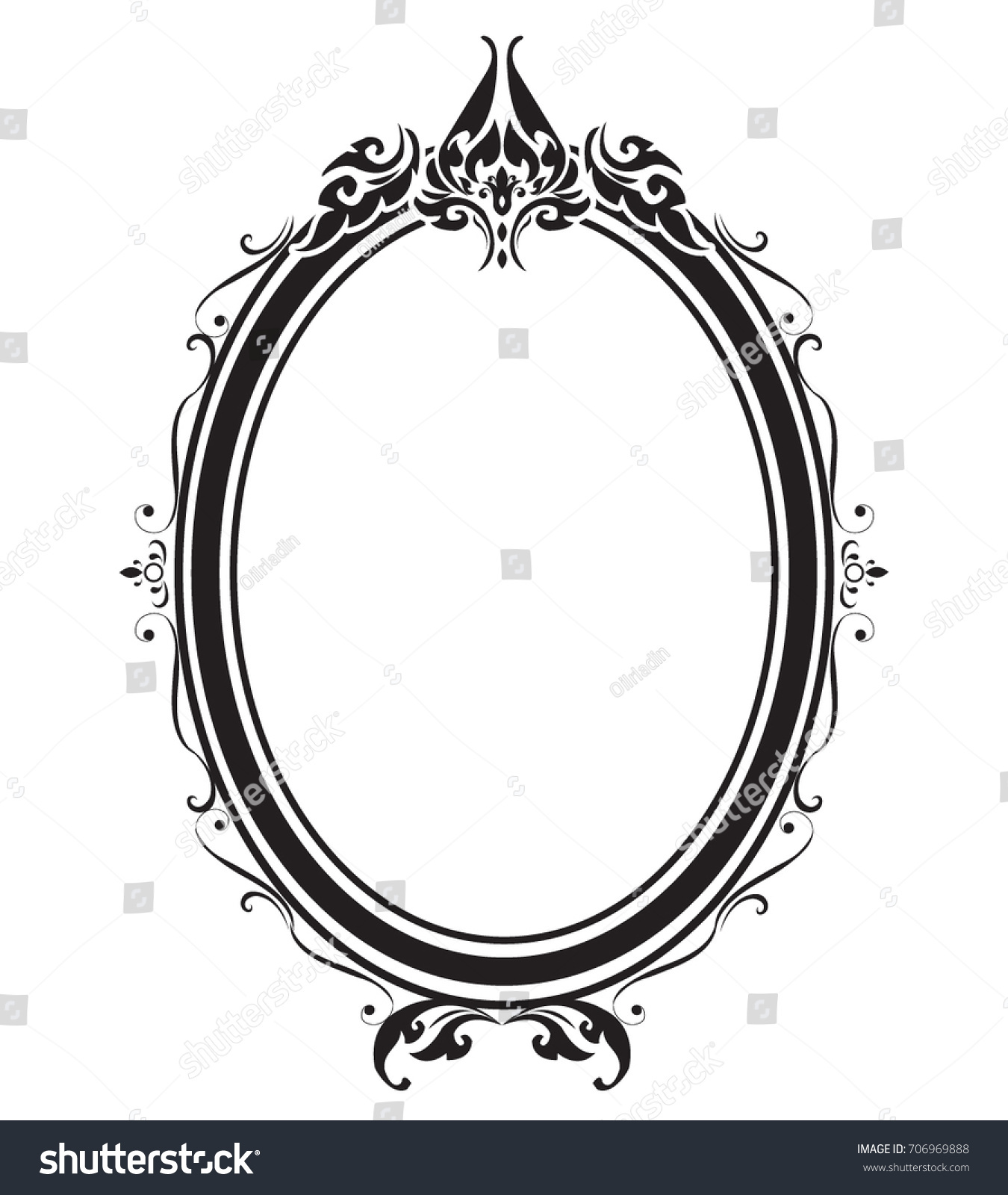 Oval Frame Borders Black White On Stock Vector Royalty Free Shutterstock