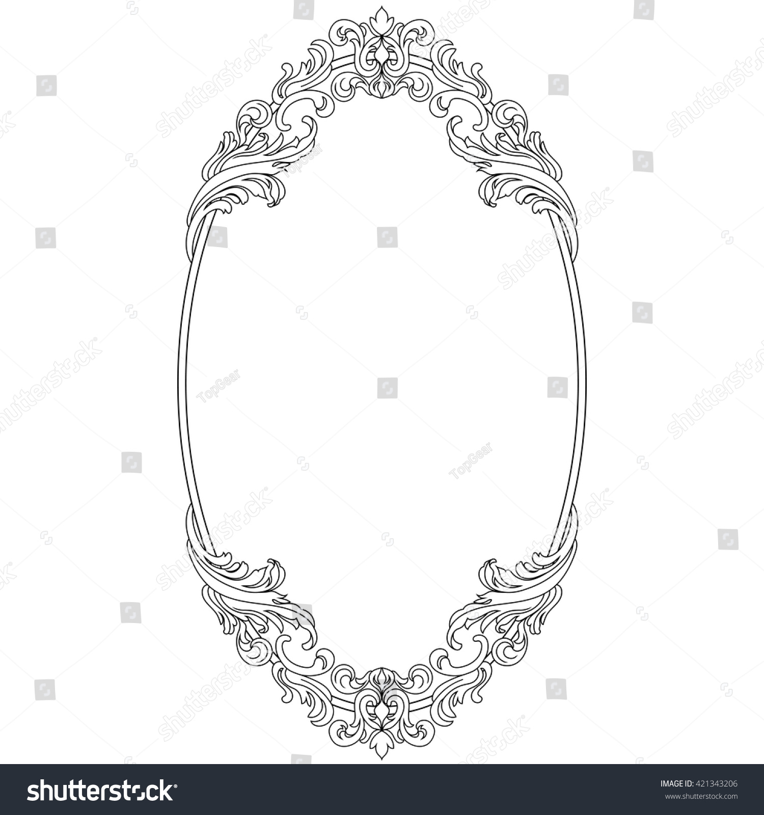 oval mirror vector Vector Stock Vintage Oval Frame Ornamental Border Mirror