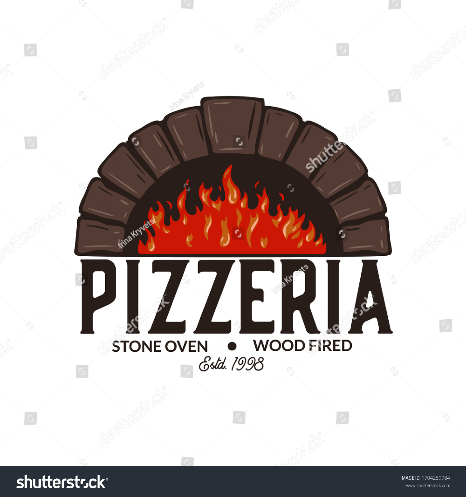 Oven Burning Fire Pizzeria Sign Vector Stock Vector (Royalty Free ...