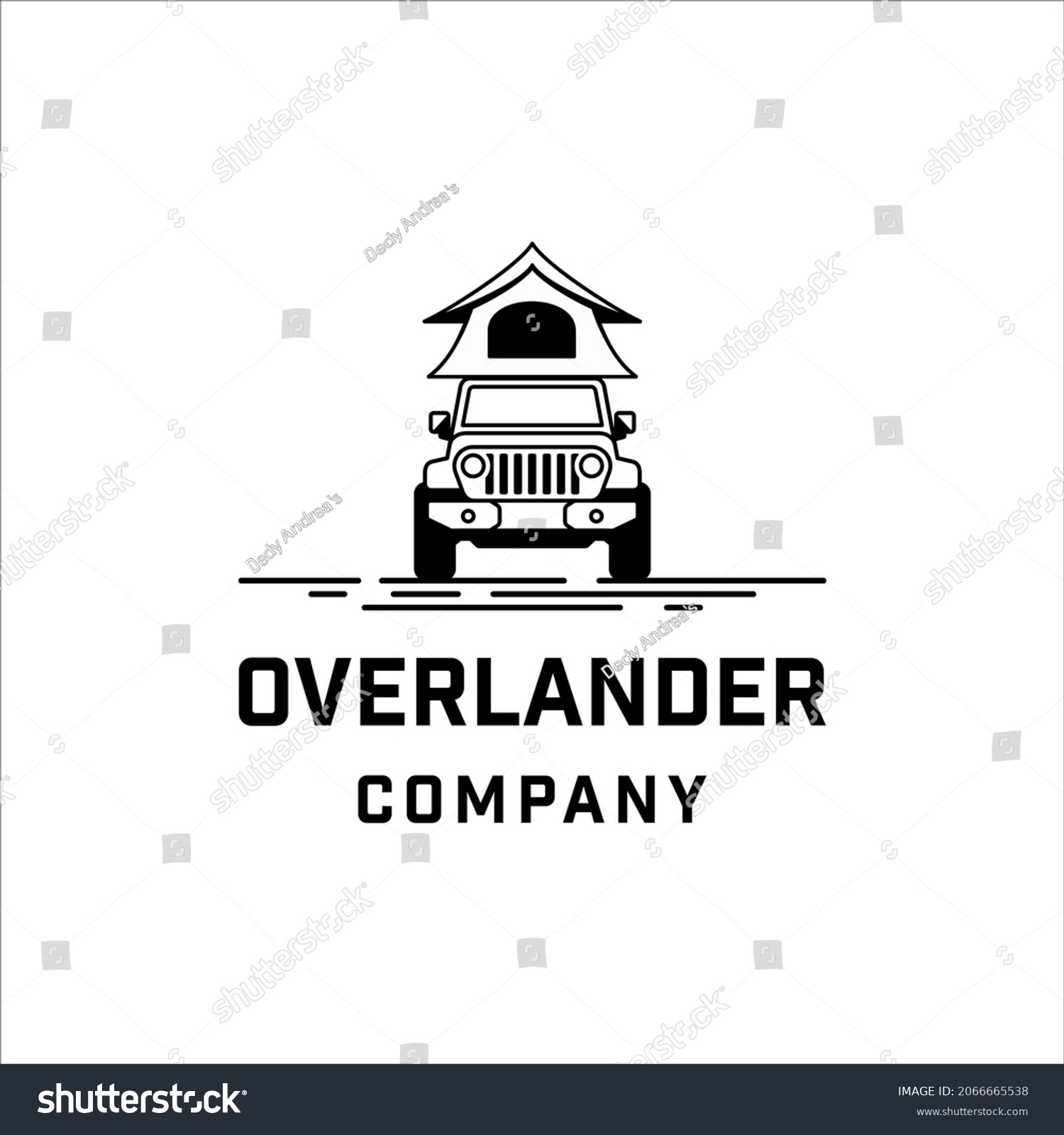 SVG of Overland vehicle with tent on the roof in simple design style svg
