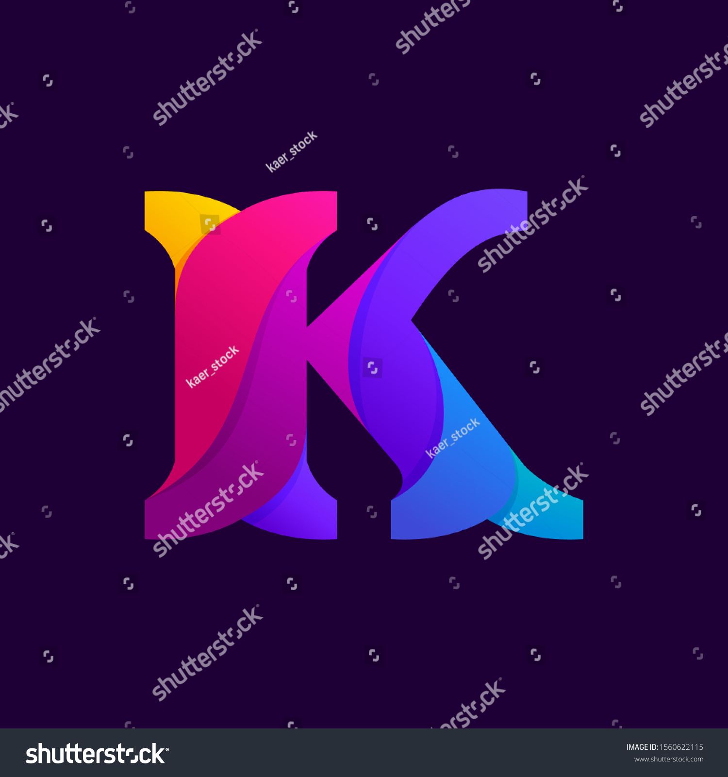 Overlapping Gradients Letter K Logo Design Stock Vector (Royalty Free ...