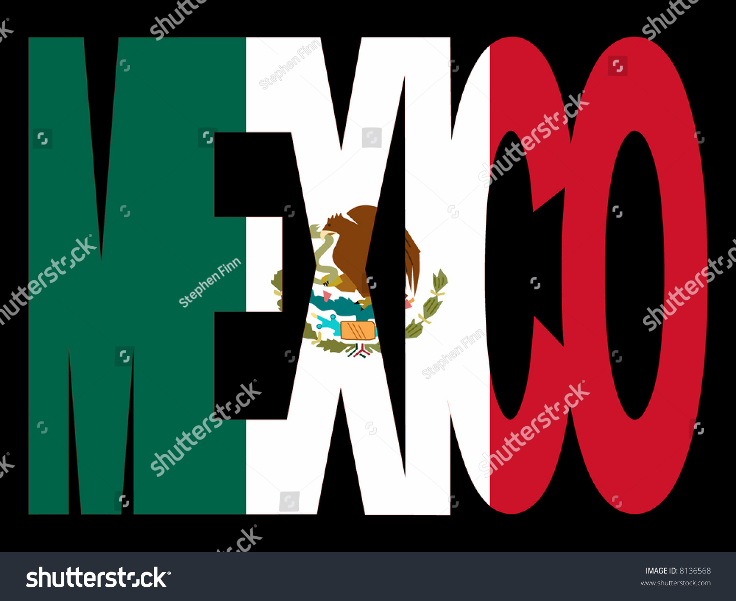 Overlapping Mexico Text Mexican Flag Stock Vector 8136568 - Shutterstock