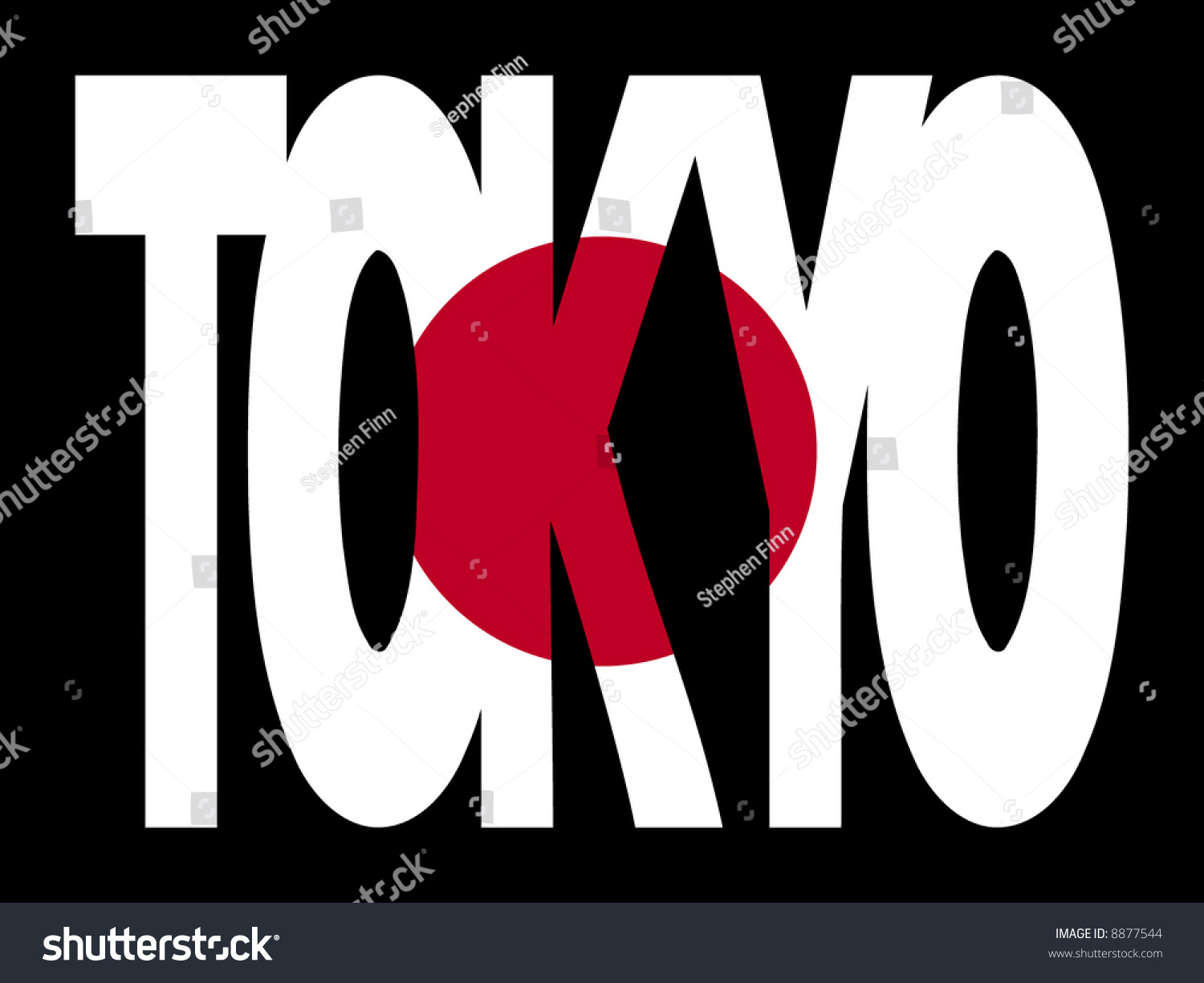 Overlapping Tokyo Text With Japanese Flag Illustration - 8877544 ...