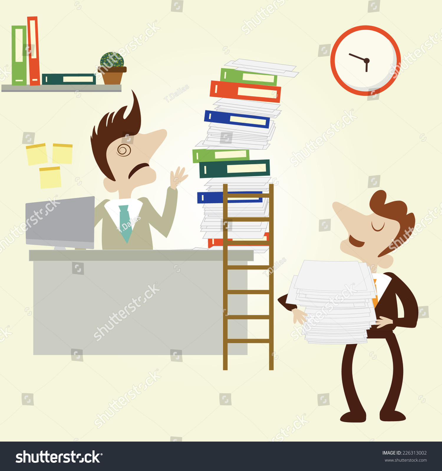 Overload Business Man Pile Stack Paper Stock Vector 226313002 ...