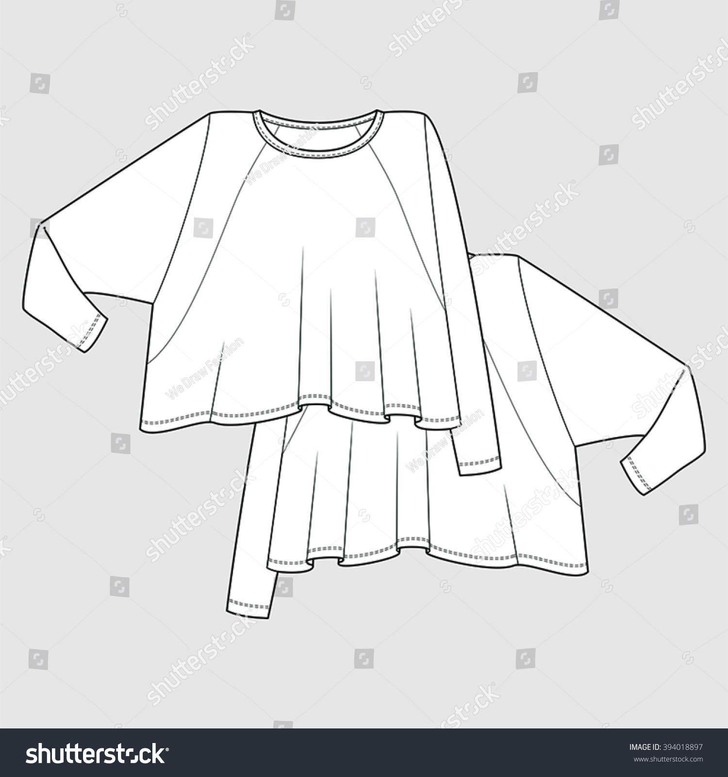 long sleeve shirt technical drawing