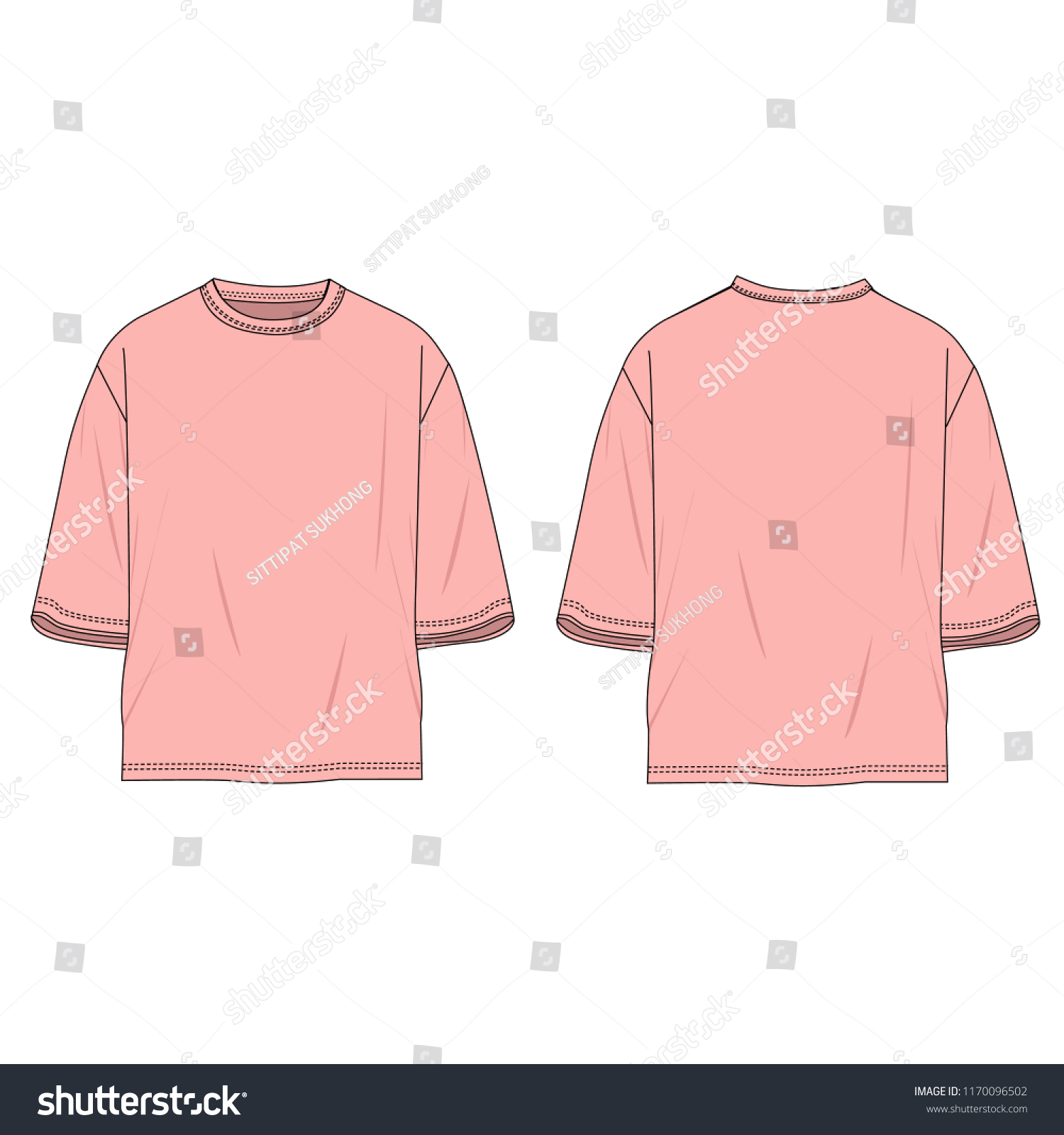 Oversized Pink Peach Color Tshirt Template Stock Vektorgrafik Lizenzfrei