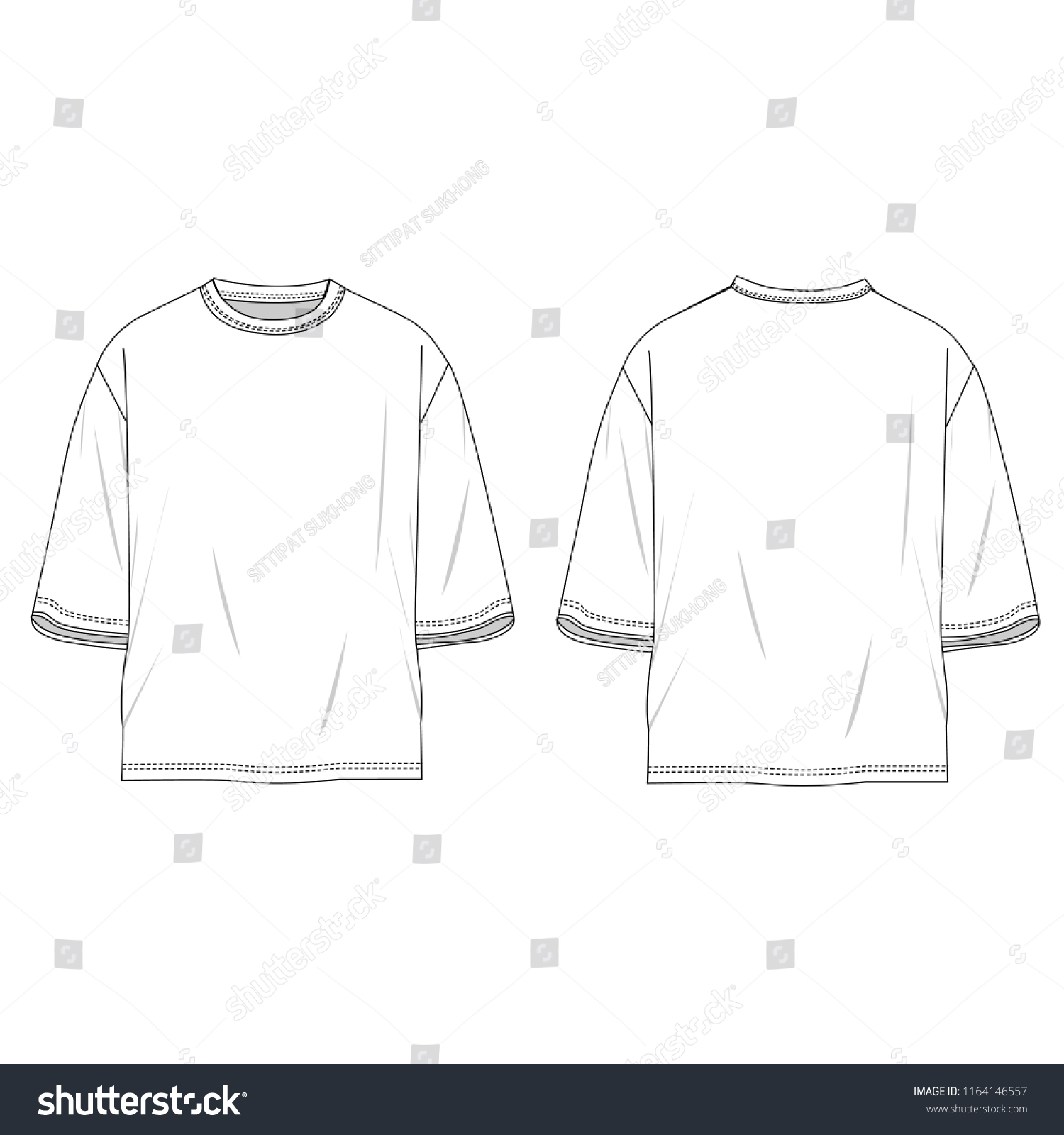 Oversized White T Shirt Vorlage Fur Modebekleidung Design Stock Vektorgrafik Lizenzfrei