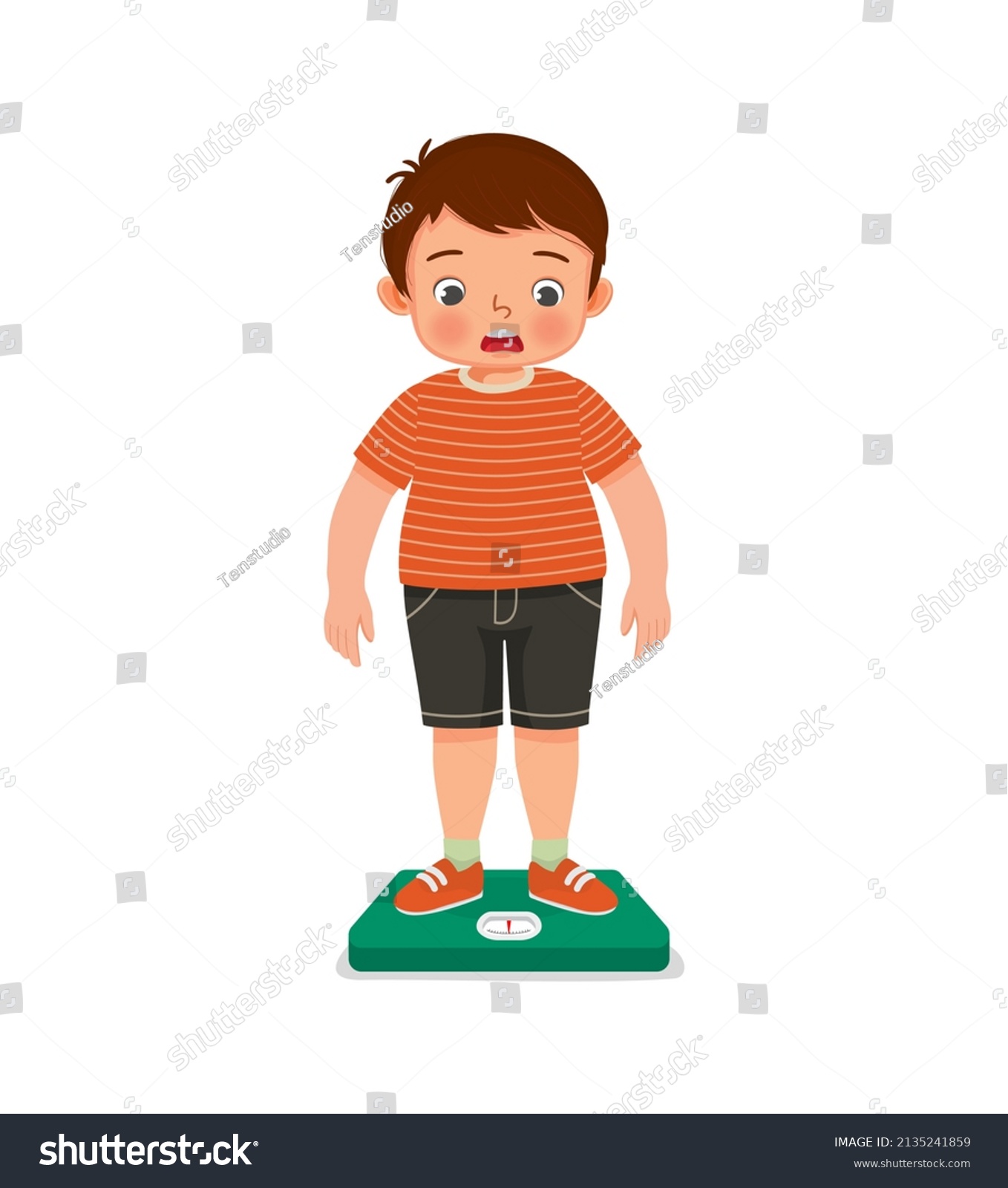 Overweight Cute Little Boy Body Fat Stock Vector (Royalty Free) 2135241859