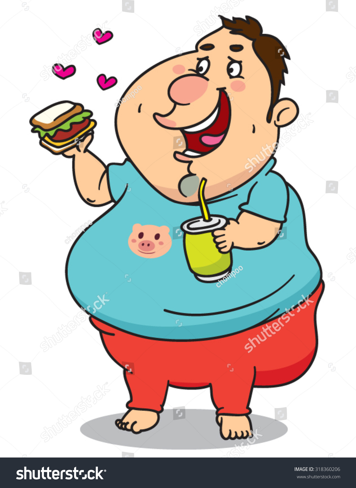 Overweight Fat Man Eating, Illustration - 318360206 : Shutterstock